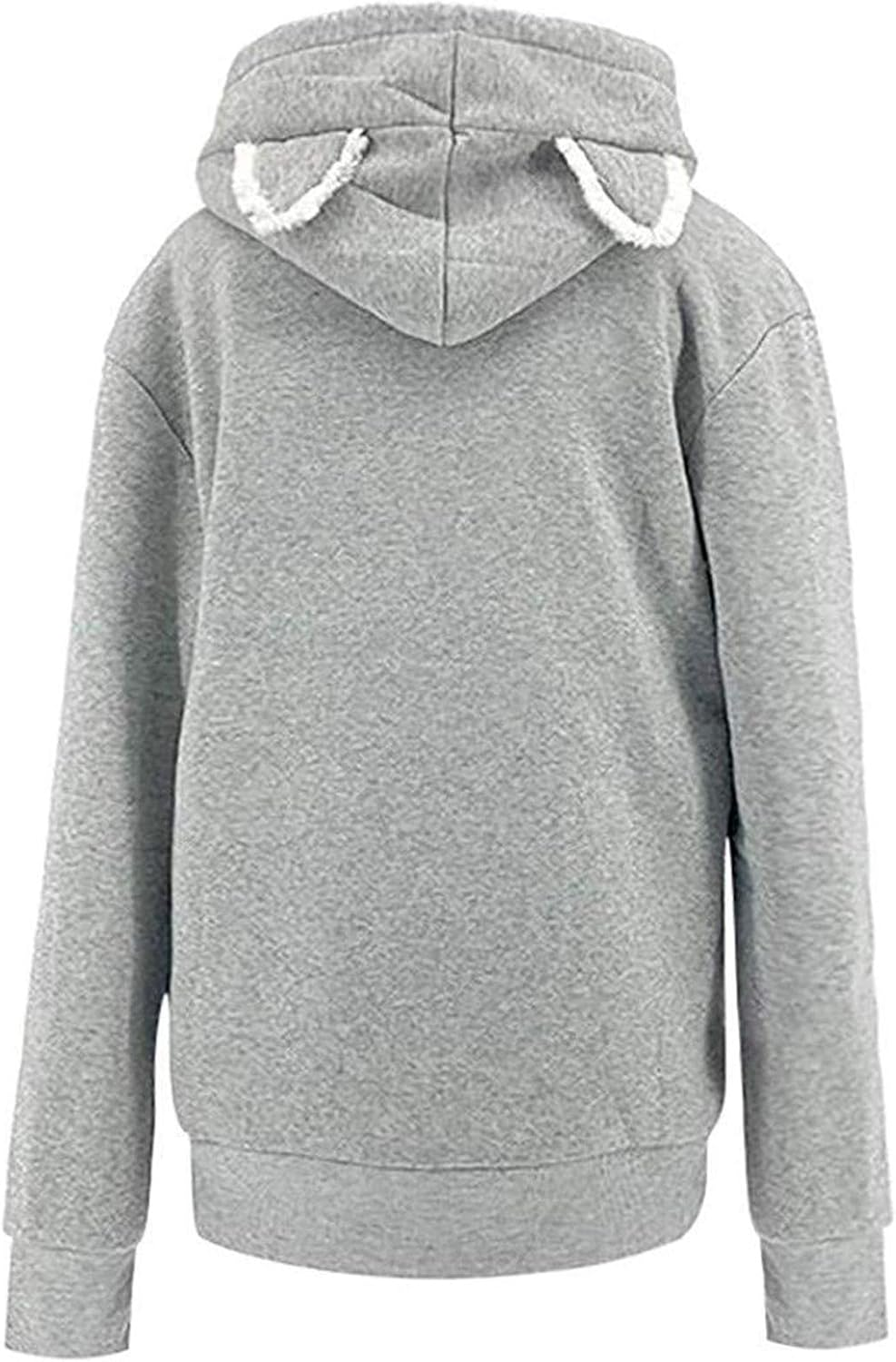 Perfeclan Pet Pouch Hoodie Dog Cat Holder Carrier Sweatshirt Fleece Big Pouch Pullover for Women - Gray image number 5