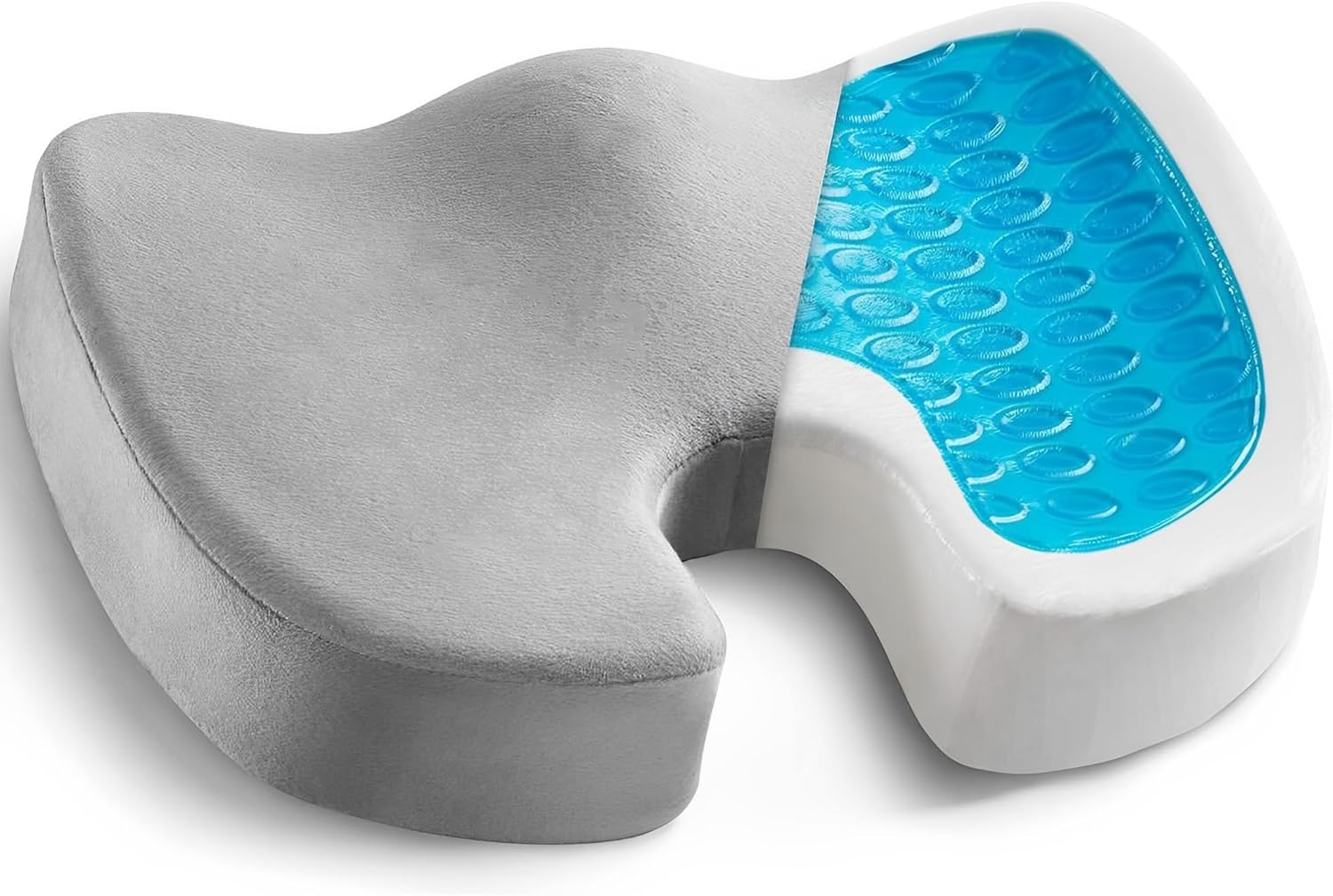 Cooling Gel Seat Cushion for Long Sitting - Memory Foam Chair Pillow for Sciatica Pain Relief - Orthopedic Gel & Memory Foam Coccyx Pad for Tailbone Pain - Office Chair Cushion for Back Pain