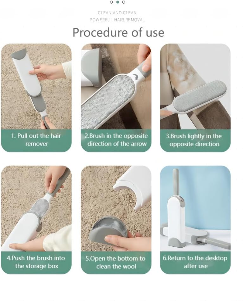 Ulata 2Pc Garment Brush,Double Sided Self Cleaning Loose Hair Catcher for Pet, Hair Cleaner for Clothes, Sofa, Carpet,Electrostatic Adsorption image number 5