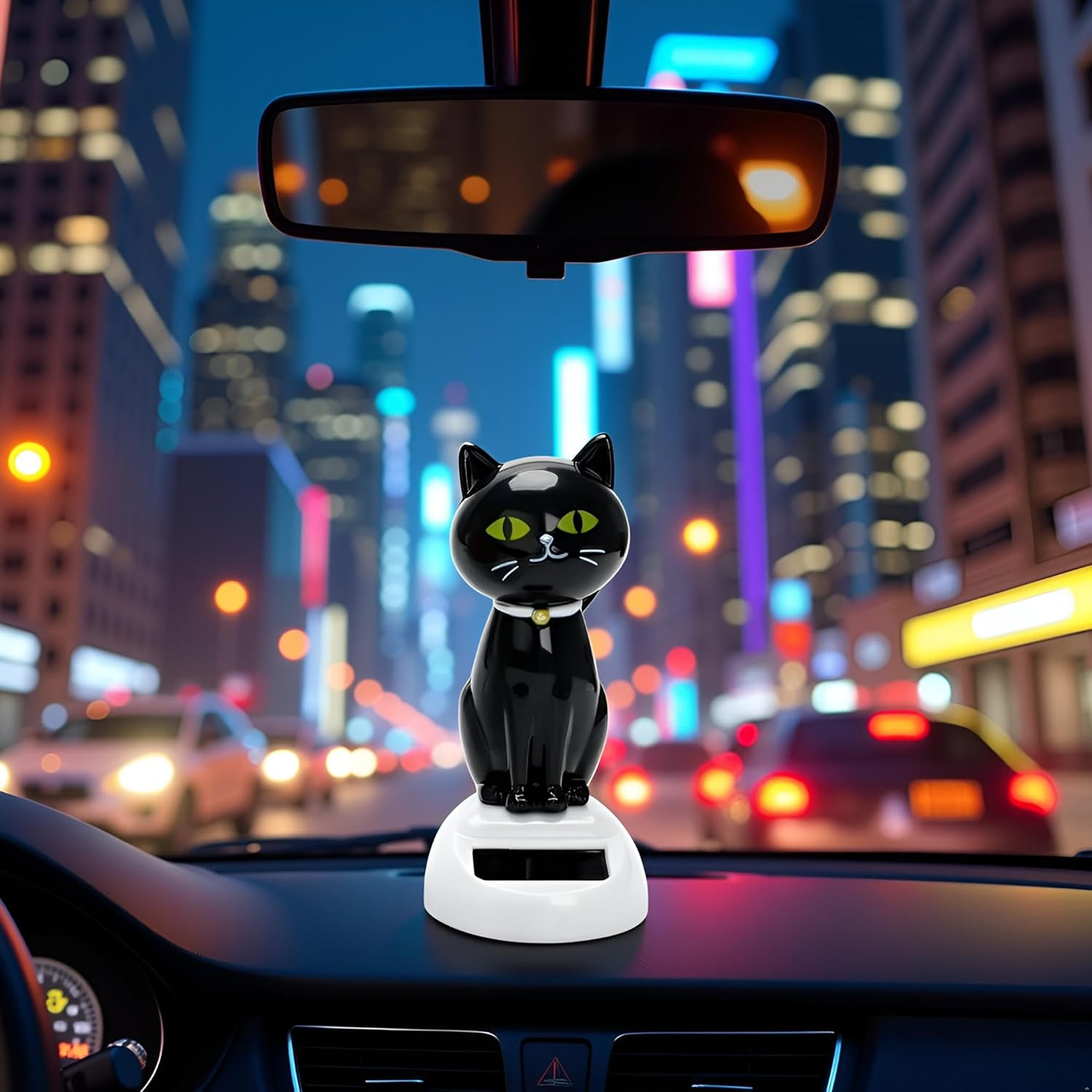 Black Solar Cat Dancing Cat Figure Car Ornament,Dancing Ornaments Solar Powered Car Dashboard Interior Decoration Desktop Decor Gift Window Party Car Desk Home，Learning and Education image number 5