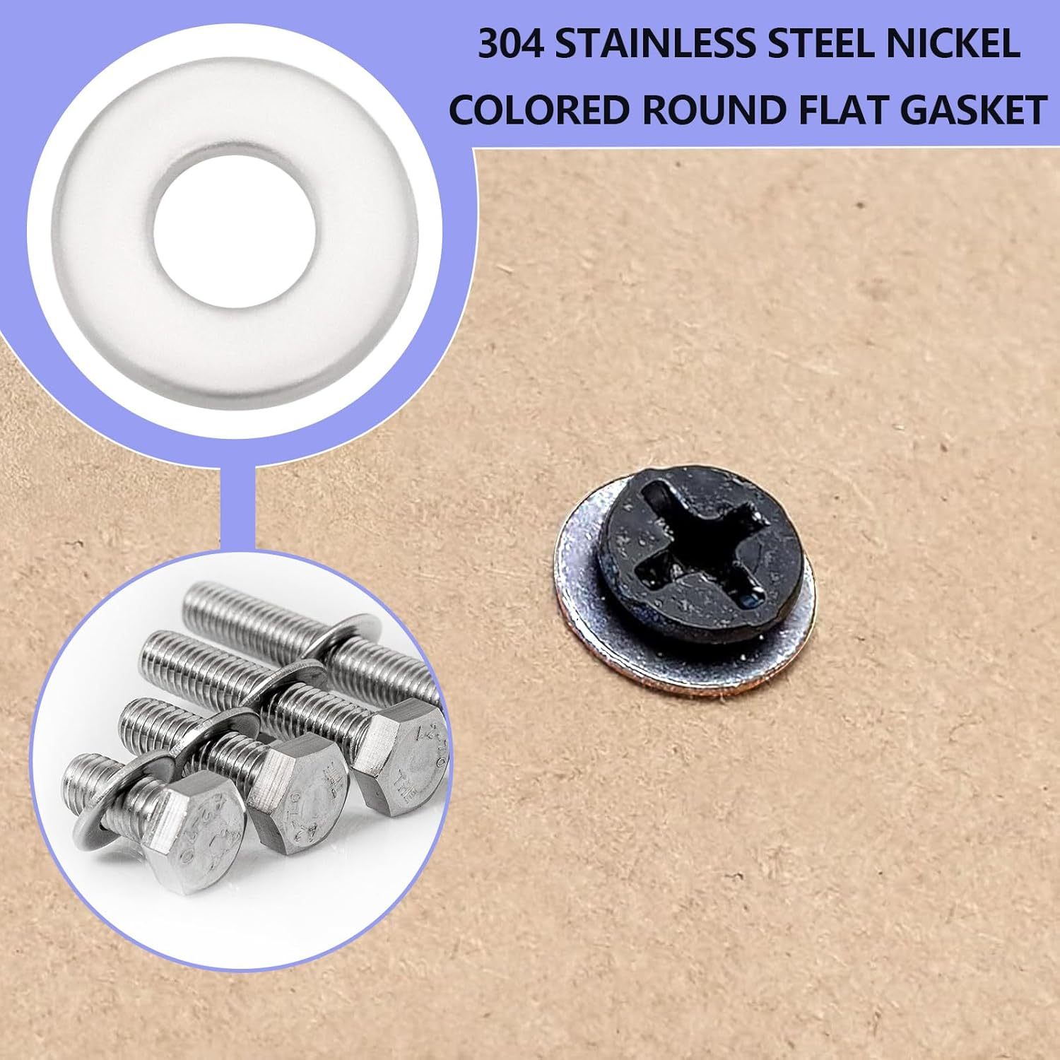 YINETTECH 100Pcs 304 Stainless Steel Flat Washers M5X12Mm round Seal Washer Spacer for Home Office Shop Factory Screw Hardware and Lock Repair image number 4