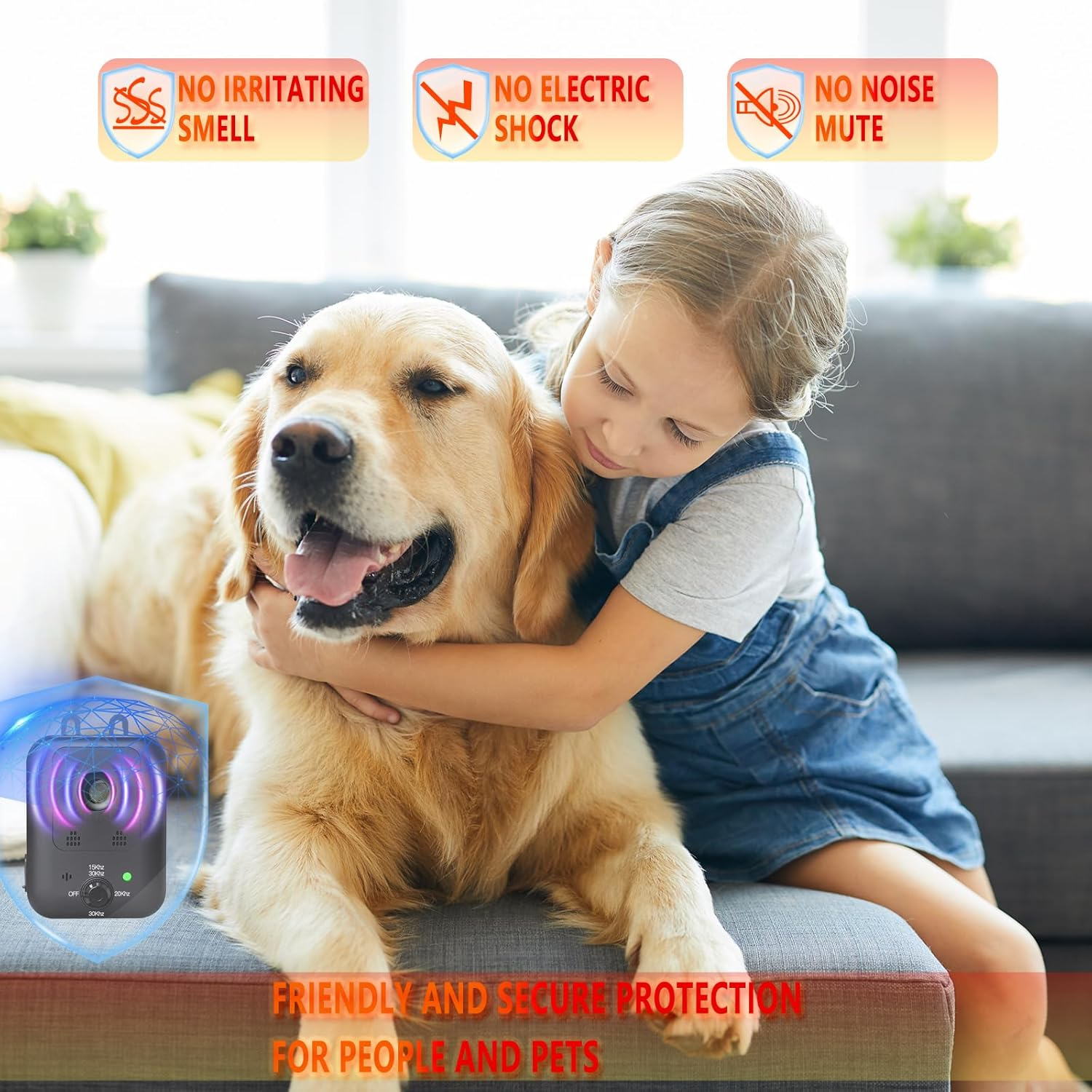 Anti Barking Device for Dogs,Ultrasonic Dog Bark Control Devices,Bark Recognition Silencer,15To30Khz 3 Nodes Range Deterrent of up to 50 Ft,Rechargeable Waterproof,For Indoor and Outdoor(Black2)