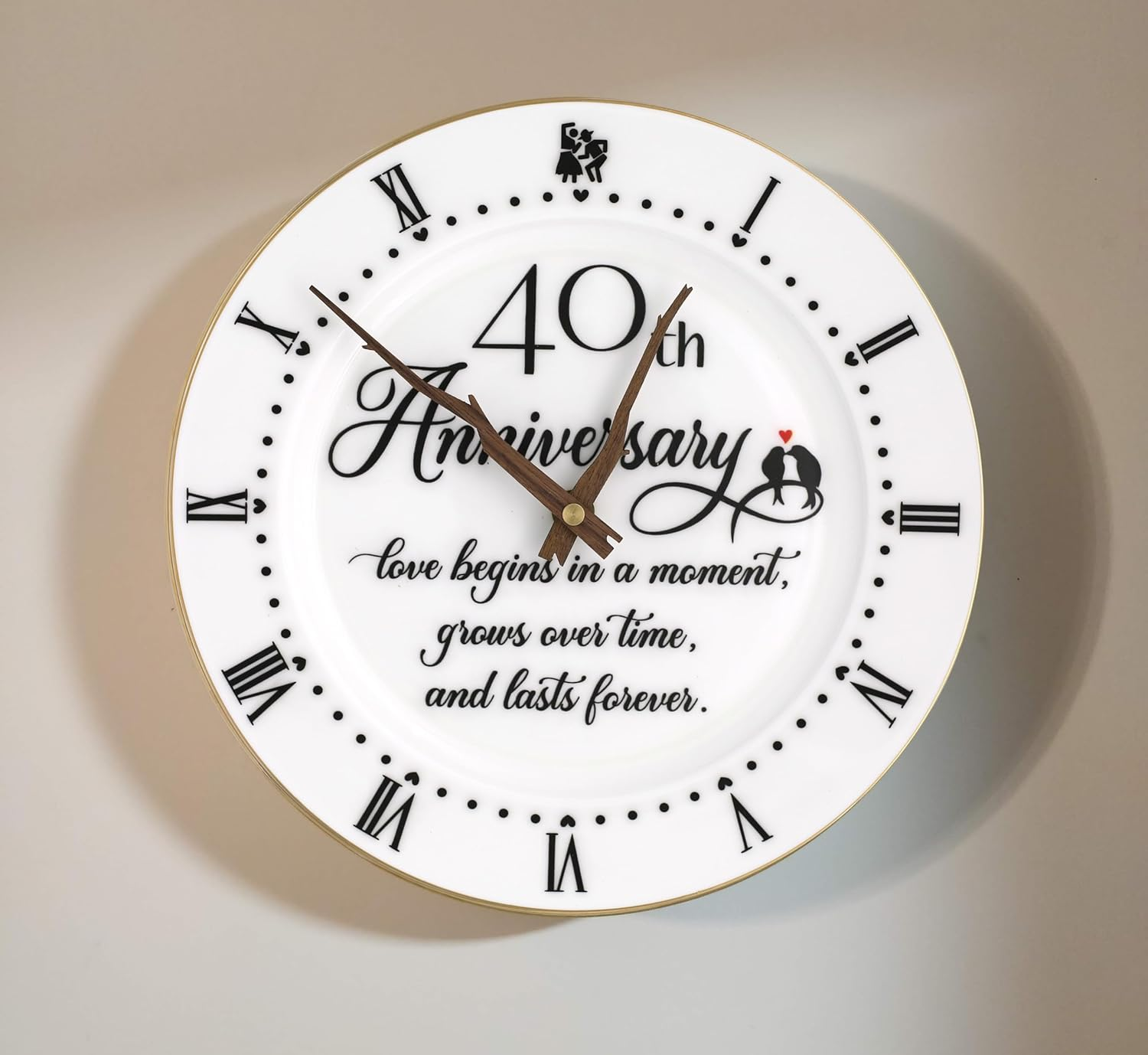 Treble Bee Family Wall Clock -10 Inch Ceramic Clock Gifts for New Home House Warming Rustic Home Decor Vintage Decoration Time Spent with Family Is Worth Every Second Clock Large Roman Numerals Silent