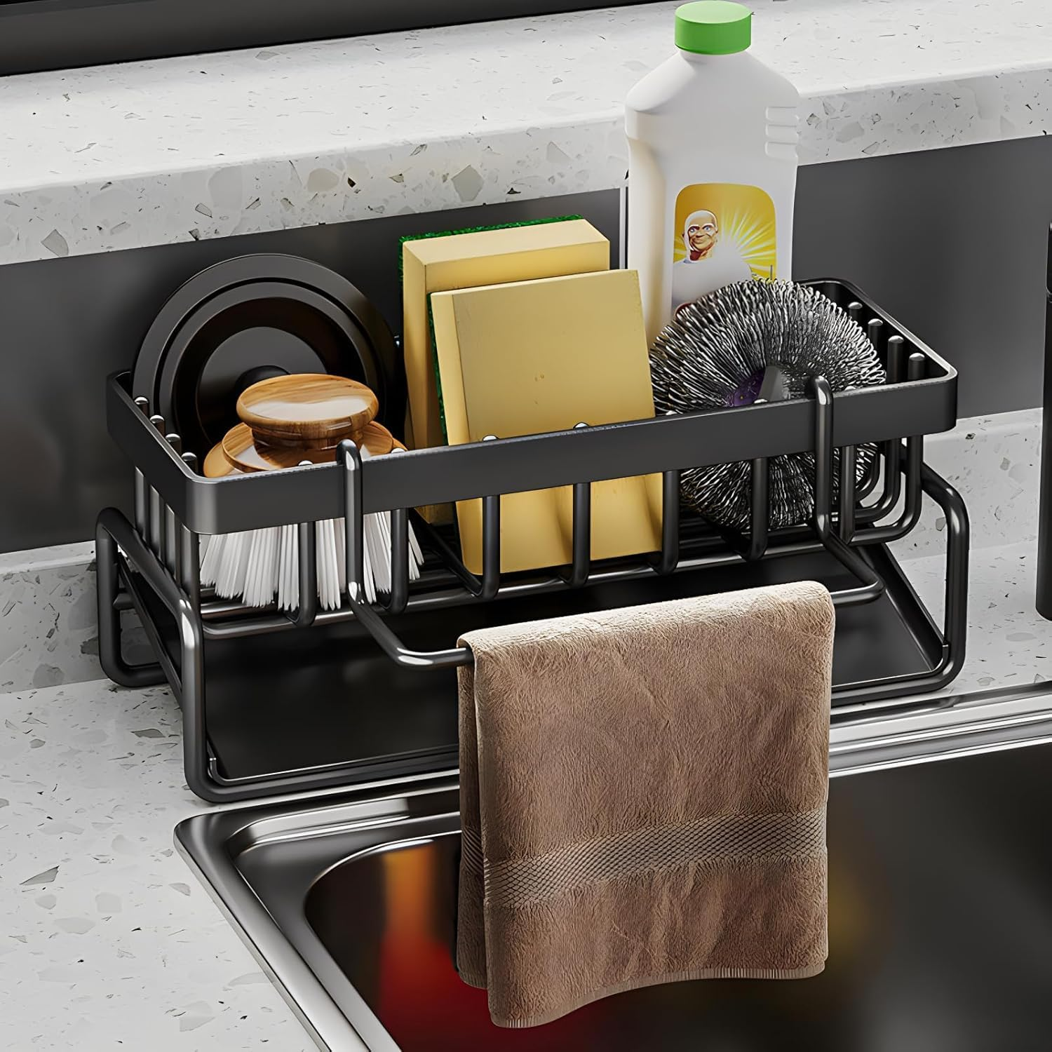 2 Tier Dish Drying Rack for Kitchen Counter, Dish Racks with Drainboard Set, Rustproof Dish Drainer with Cutlery Utensil Rack & Holders,For Kitchen Storage and Organisation (Gray)