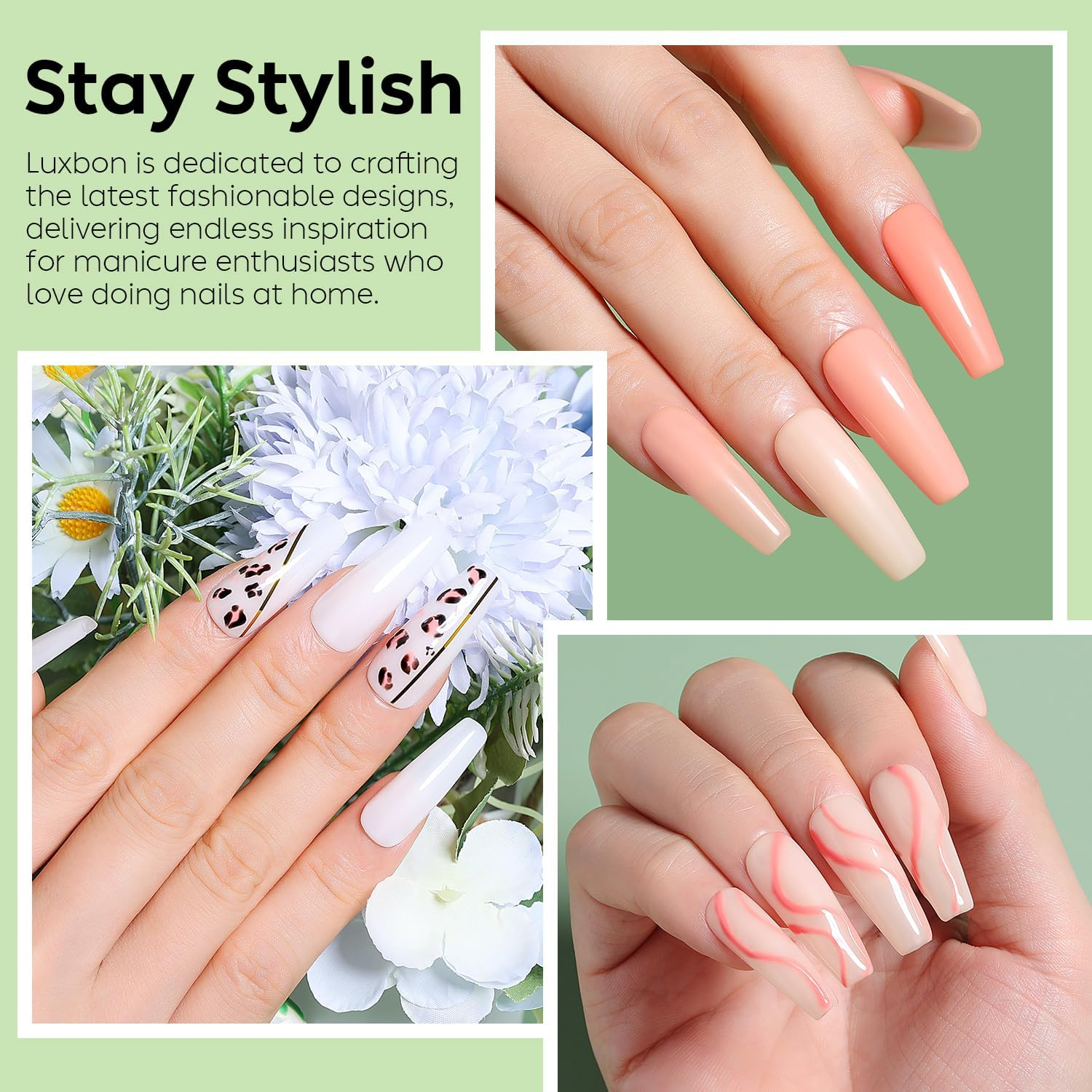 Luxbon 5 in 1 Rubber Base Colour Gel Nail Polish Set, 6 Colours Apex Building Self-Leveling Nude Gel Polish Pink Peach Nail Polish Neutral Sheer for Nails UV LED Soak off Gifts for Women Kit 008 - Lb6006 image number 4