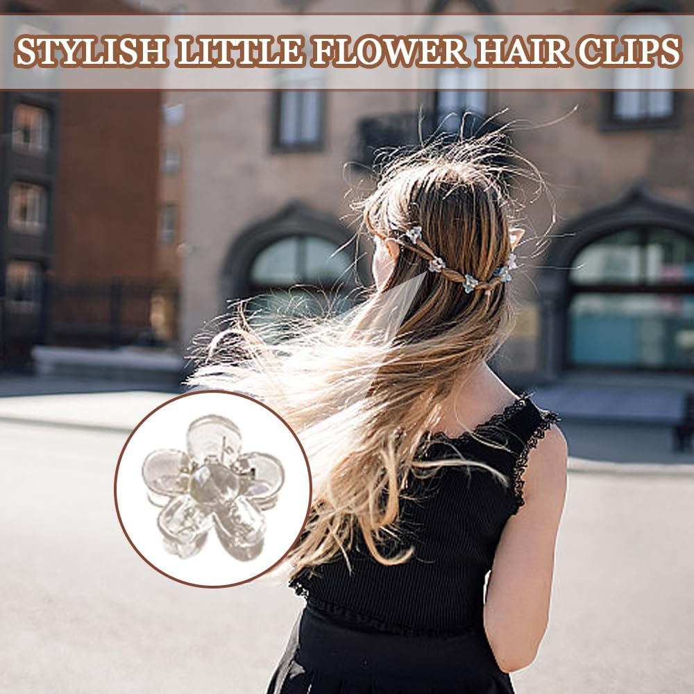 TRKETK 40 Pcs Flower Claw Clips Mini Sweet Non-Slip Women'S Grab Clip Plastic Small Hairpin Cute Hair Claw Accessories for Girls Women Photo Daily Party Wedding Hairstyle Accessories