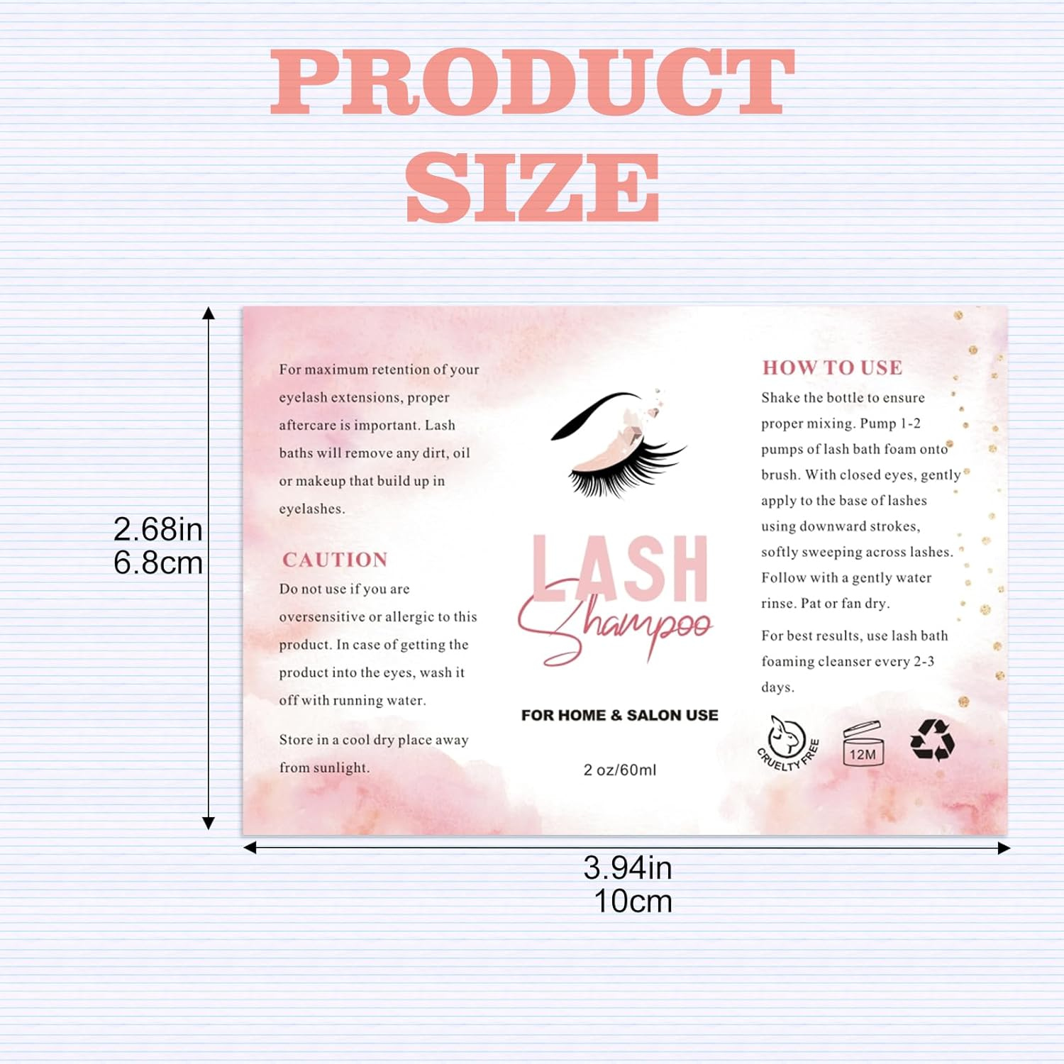 50Pcs Lash Shampoo Label Stickers for Bottle (B) image number 3