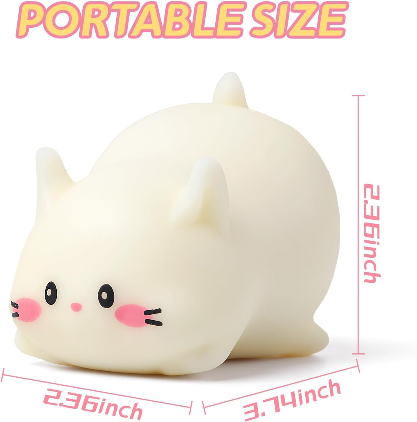 Cat Stress Balls, Cute Cat Squishy Toys for Kids and Adults, Stress Relief Sensory Toys (White), Fidget Toys Squishy Suitable Boys Girls, Animal Dough Squishies Squeeze Toys, Party Favors for Kids