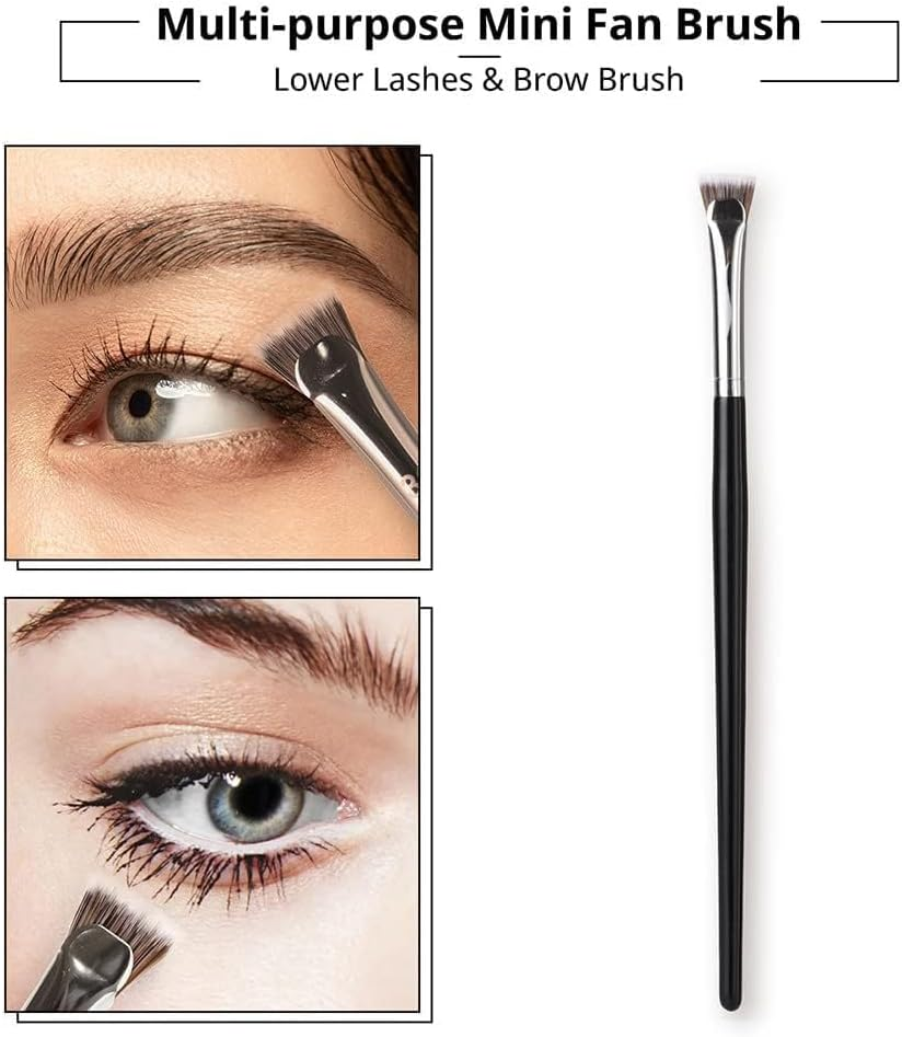 Eyelash Comb and Mascara Brush for Lashes, 2Pcs Lash Fan Brush Folding Angle Scalloped Lash Brush, Eyebrow Brush, Angled Fan Shaped Eyelash Brush