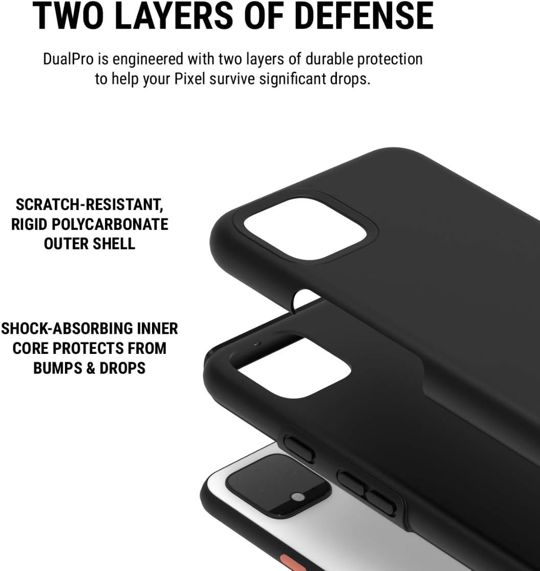 Incipio Dualpro Case for Google Pixel 4 XL - Google Certified Protective Cover (Black) [Extremely Rugged I Shock Absorbing I Soft-Touch Coating I Hybrid] - GG-082-BLK