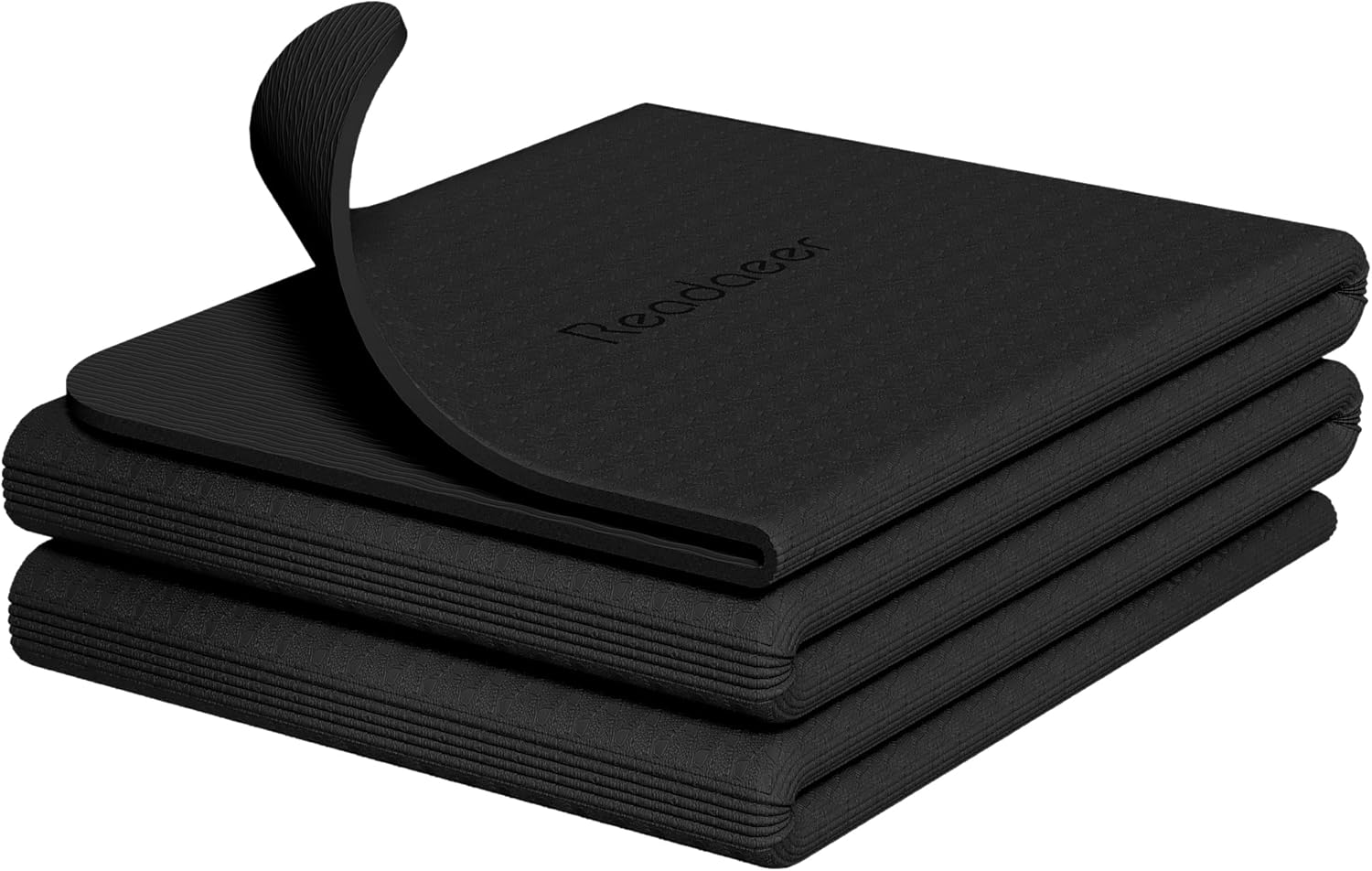 Yoga Mat Non Slip 1/4" TPE Folding Yoga Mat,Readaeer 72"X24" Exercise Yoga Mat- Training Mat Fitness Mat for Women, Men & Children - Beige image number 5