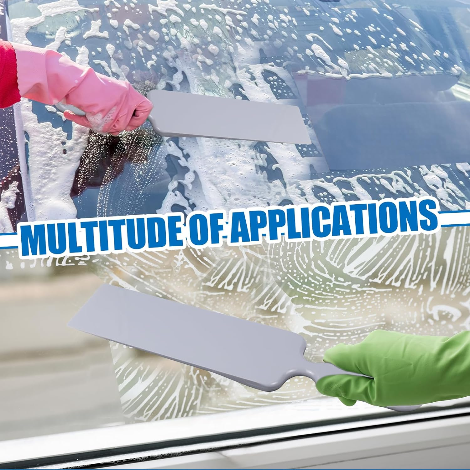 Hovom Car Bulldozer Squeegee, Long Handle Tint Tools, Scrubber Bulldozer Squeegee for Car Window Cleaning/Vinyl Wrap/Snow Frost Ice Removal, Automotive Flat Glass Tint Squeegees (1PCS: Gray) image number 2