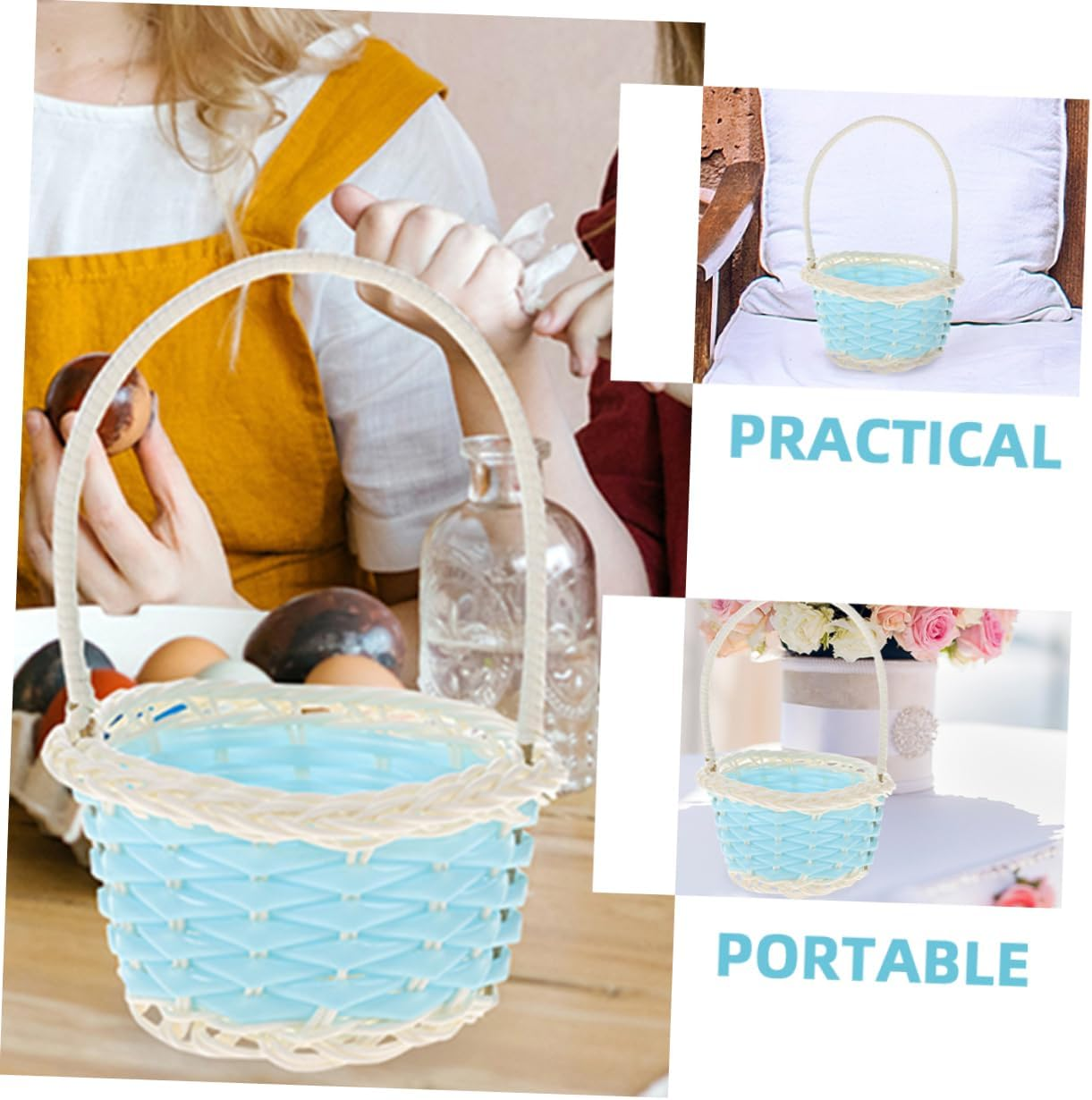 6Pcs Woven Baskets Plastic Storage Baskets Tiny Candy Serving for Shower Party Favors image number 6