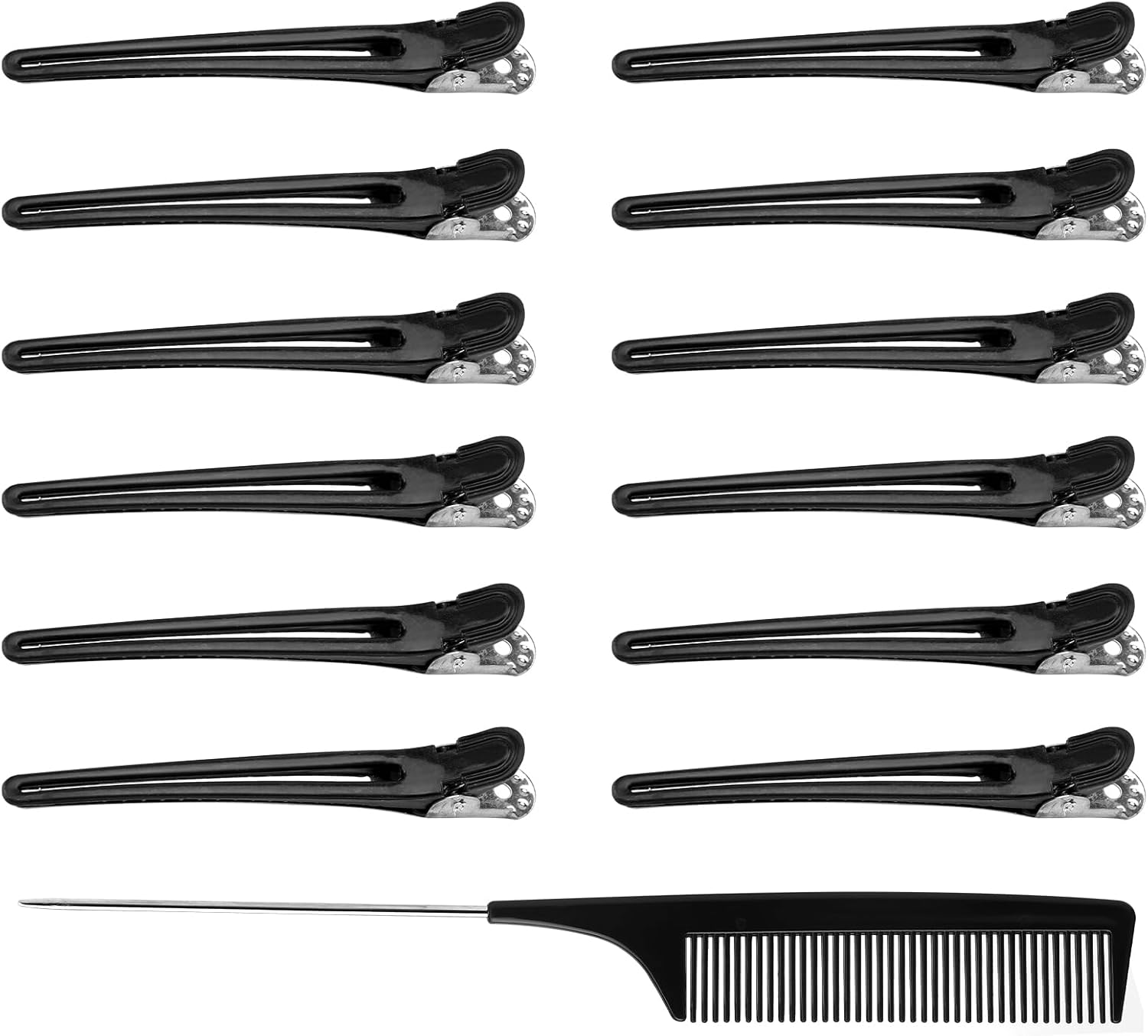 UOCAI Pack of 12 Hairdressing Hair Clips, Hair Clips for Styling and Cutting, No Trace Hair Clips, Non-Slip Hair Clips with Tail Comb, Section Clips, Hairdressing Hair Clips, Women'S Hair Clips, image number 2