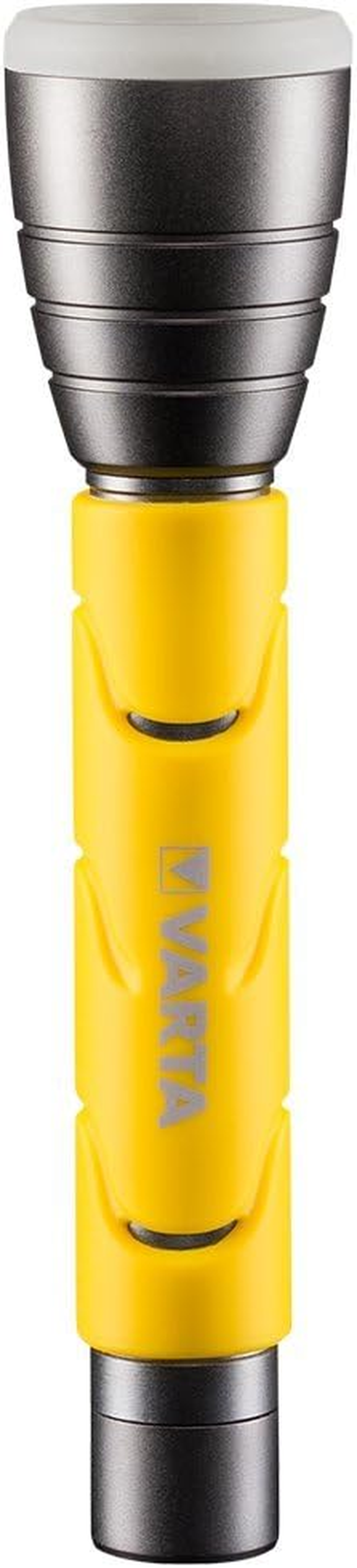 VARTA Outdoor Sports F20 LED Torch with 2 X AA Batteries, Light with Two Light Modes, Torch with Rubberised Handle, Very Robust, Yellow image number 6