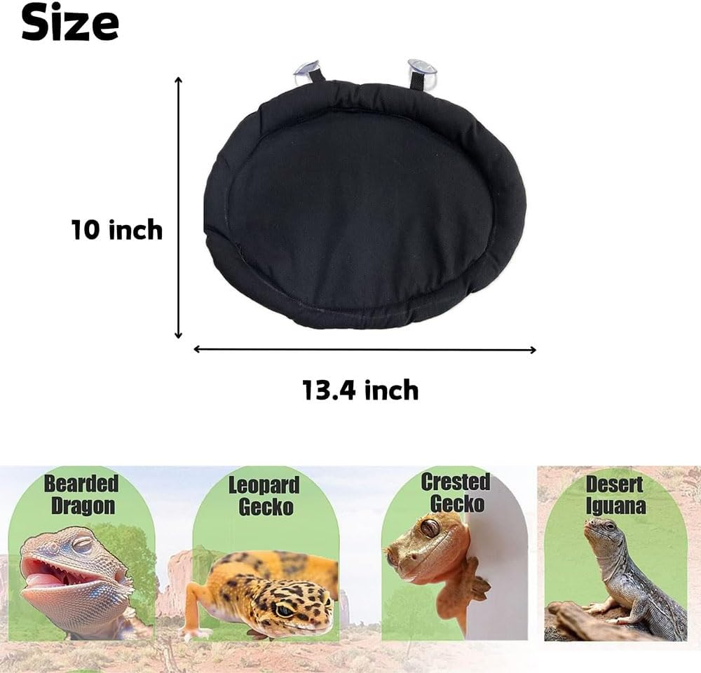 Washable Bearded Dragon Bed with Suction Cup,Soft Sleep Cushion Mat for Travel and Reptile Tanks, Car Animal Bed，Bearded Dragon Bedideal for Lizards, Leopard Geckos,Hamsters (Black) image number 4