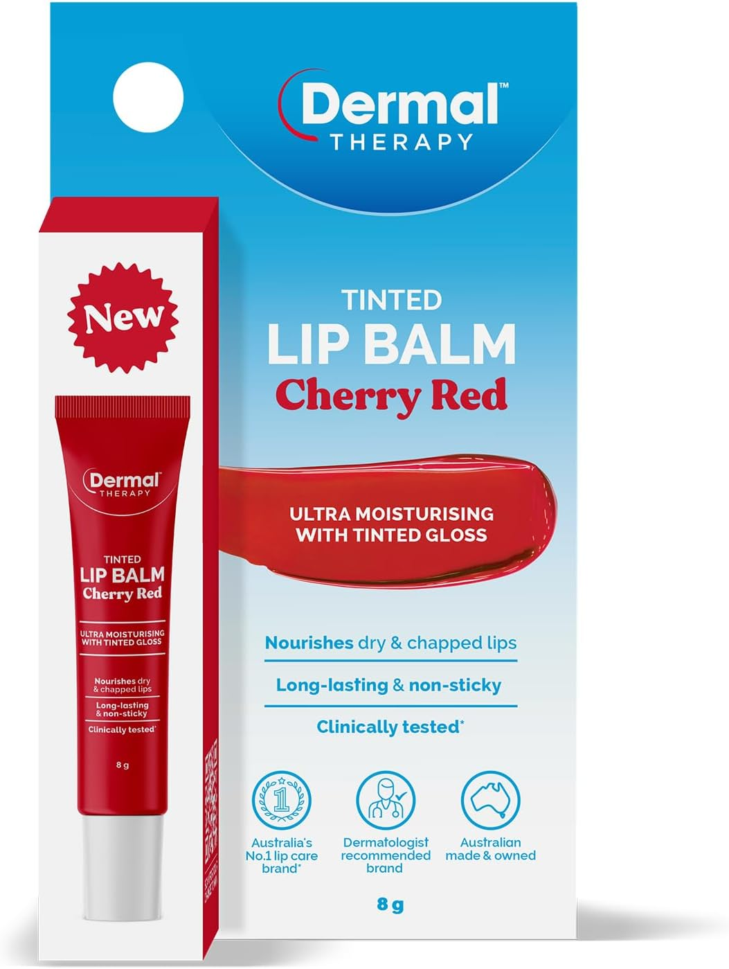 Dermal Therapy Tinted Lip Balm Cherry Red | Ultra Moisturising | 8G image number 1