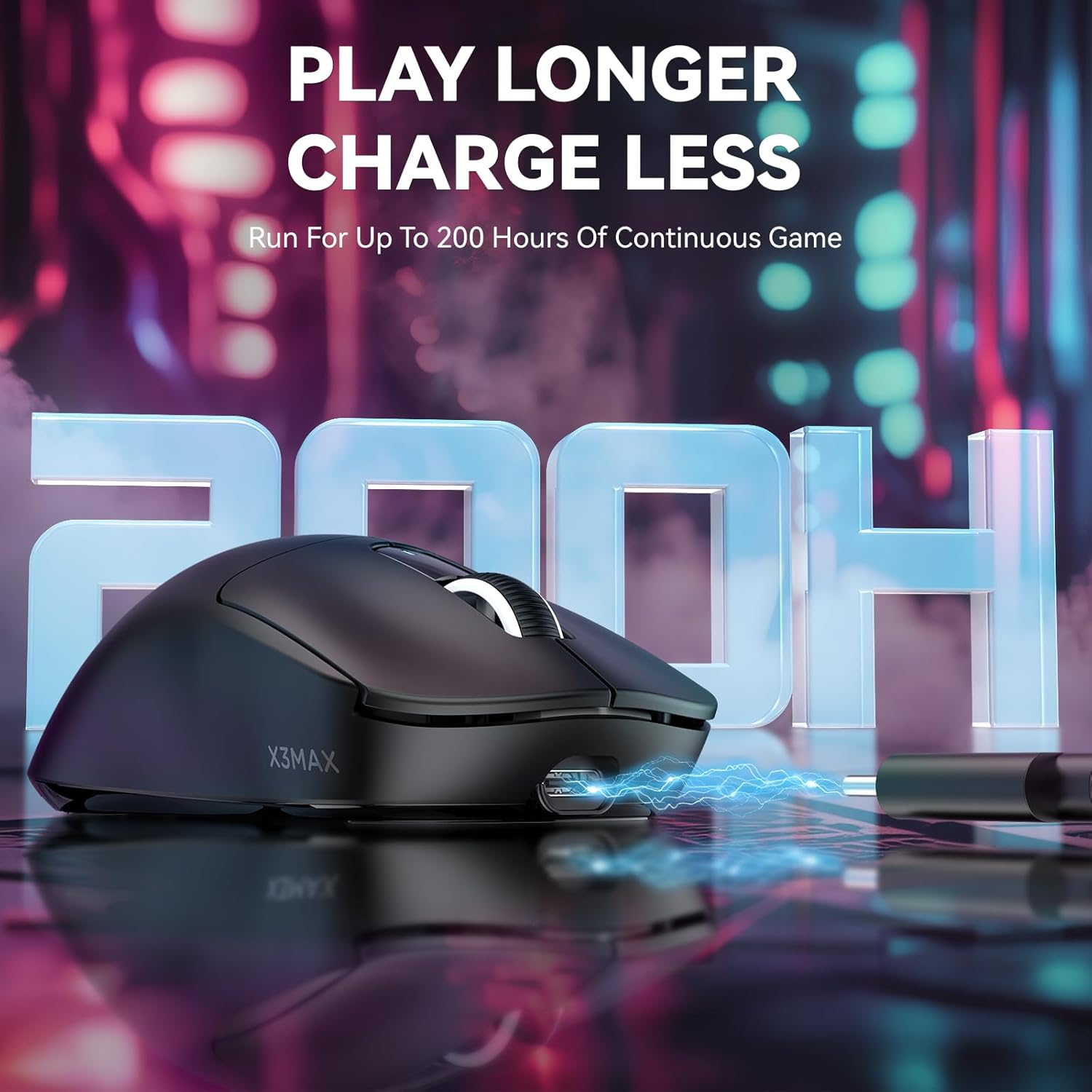 MANBASNAKE Attack Shark X3MAX 49G Wireless Supelight Mouse, BT/2.4G Wireless/Wired Gaming Mouse, PAW3950 42K DPI Optical Sensor, 200H Battery, Programmable Mouse for Pc/Mac/Win/Xbox (Black) - White image number 6