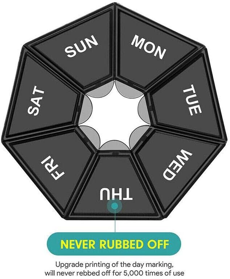 2PCS 7Day Pill Box Medicine Storage Tablet Container Case Organizer Dispenser, Durable PP Plastic, Easy-To-Read Date Labels, Portable 3.27X3.27X0.67 In image number 3