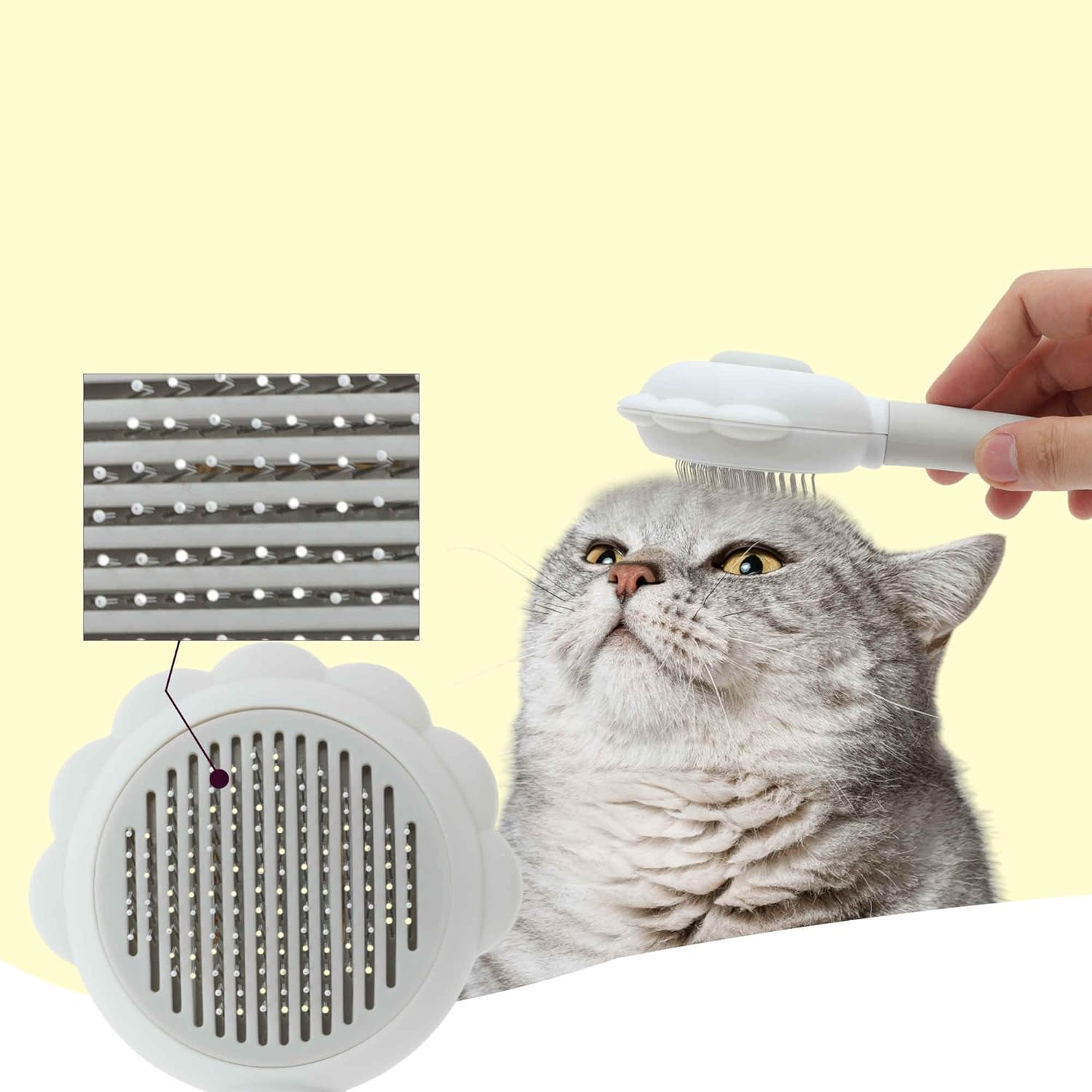 CAPASTEC Pet Brush, Cleaning Brush for Cats and Dogs, Flower Shaped Pet Grooming Brush, Easy Detangling Brush for Hair Massage Indoor and Outdoor, White image number 3