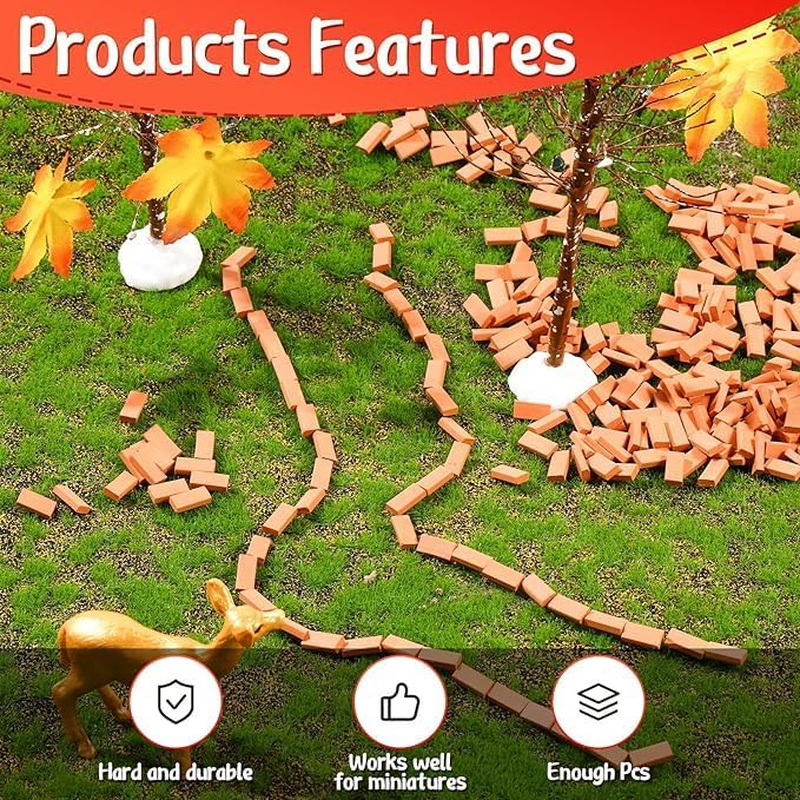 1/35 Scale 200 PCS Mini Bricks Tiny Bricks for Landscaping Red Miniature Bricks Model Brick Wall Small for Crafts Realistic Fake Mini Blocks image number 2