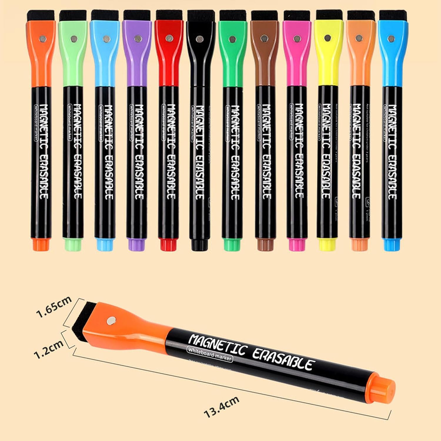 Chalk Markers 12 Count Colorful Fine Tip Dry Erase Markers with Eraser Drawing Markers Magnetic Whiteboard Markers 1-2Mm Bullet Tip for Chalkboard Erasable Chalkboard Pens Menu Board image number 4