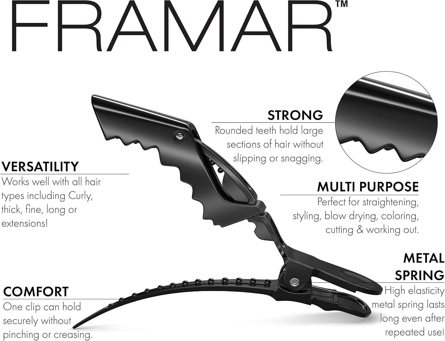 FRAMAR Black Alligator Hair Clips for Styling Women 10 Pcs, Pince a Cheveux, No Crease image number 1