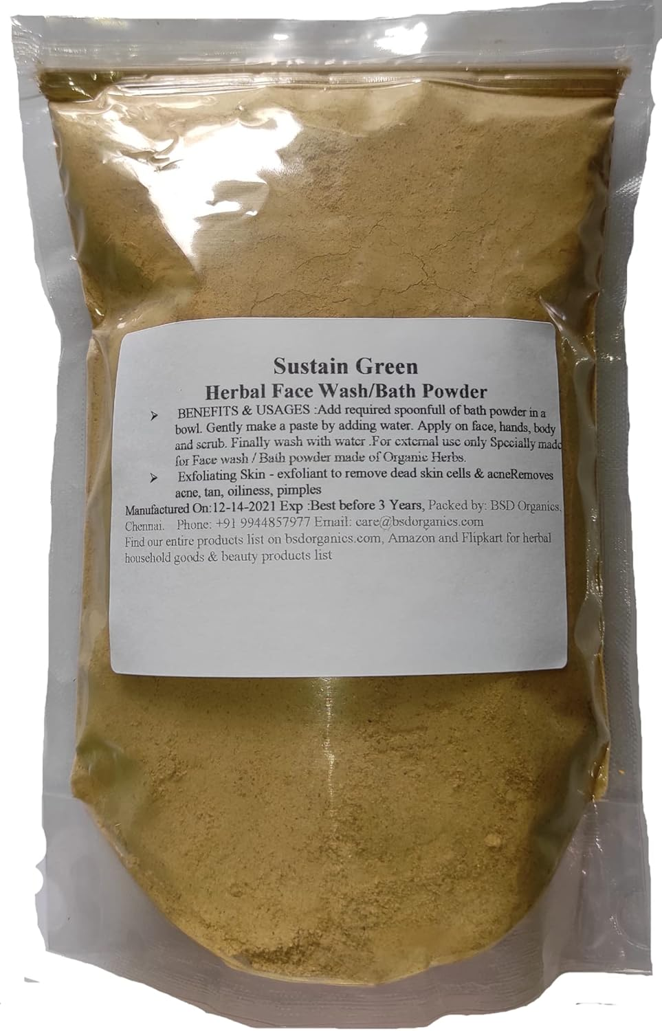 BSD Organics Natural Herbal Face Wash/Bath Powder - 200 Gms