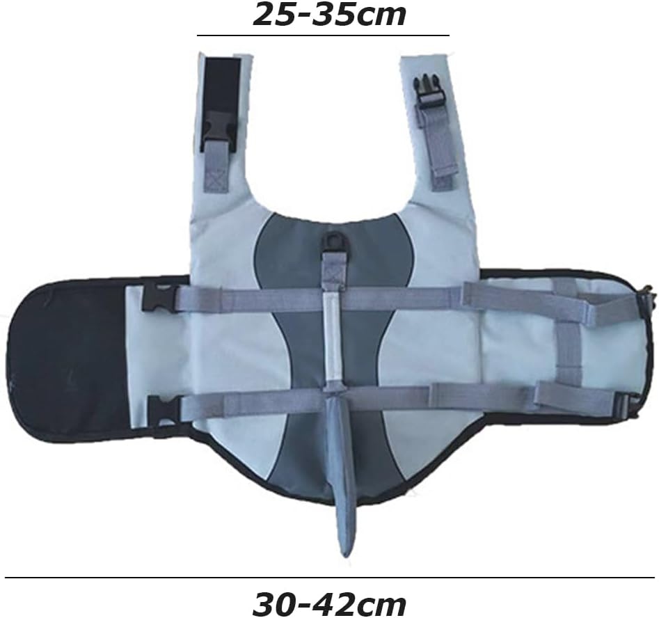 Dog Life Jacket with Shark Fin, Portable Dog Swimming Vest, Ripstop Dog Safety Vest, Adjustable Dog Life Vest, Dog Flotation Vest for Small Medium Large Dogs (Grey, XS) ﻿ image number 5