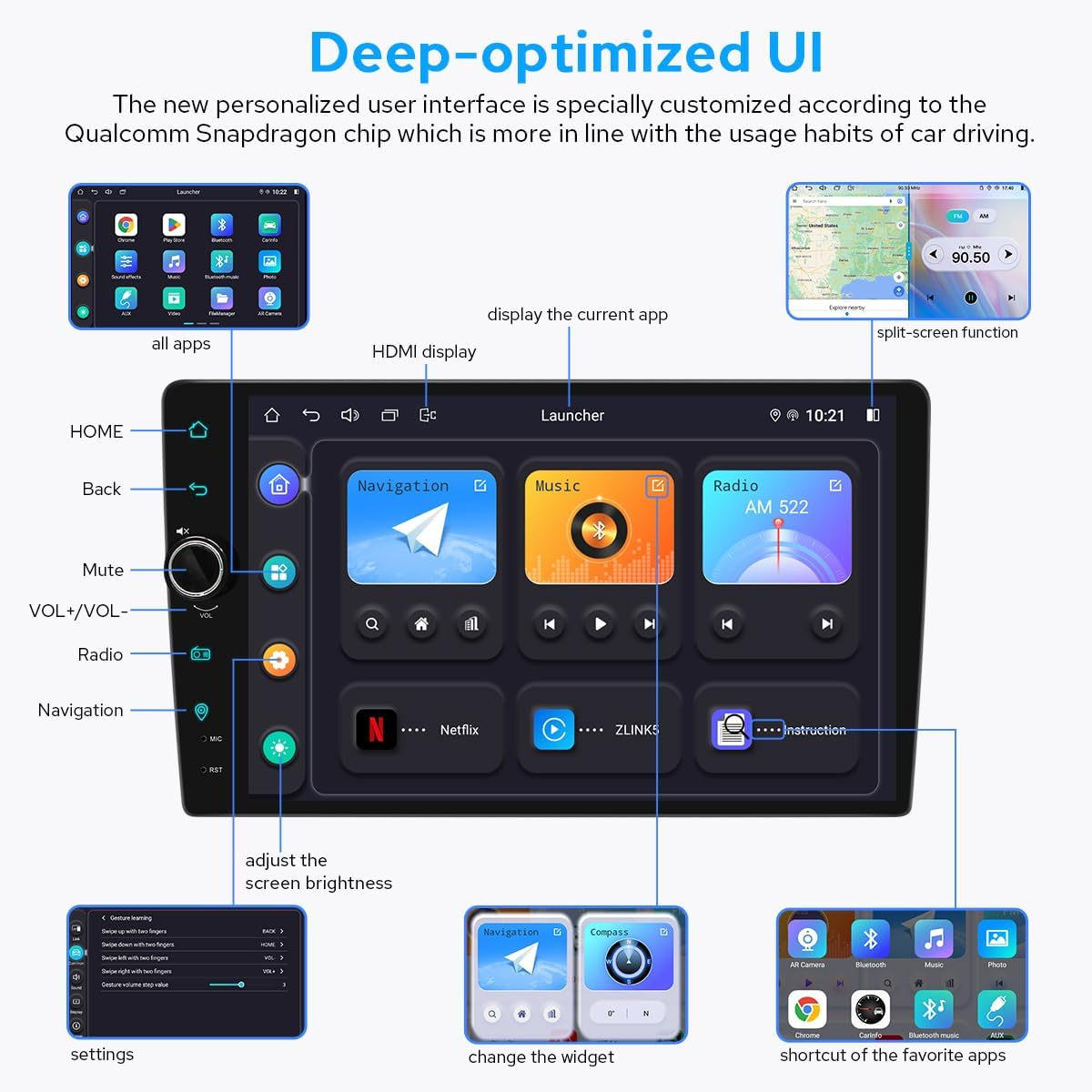 JOYING Newest 9 Inch Car Stereo Android 12 Car Auto Radio for Honda Civic 2016-2021 Support Right Lane Cam, Carplay, Android Auto, Subwoofer Output, SWC image number 1