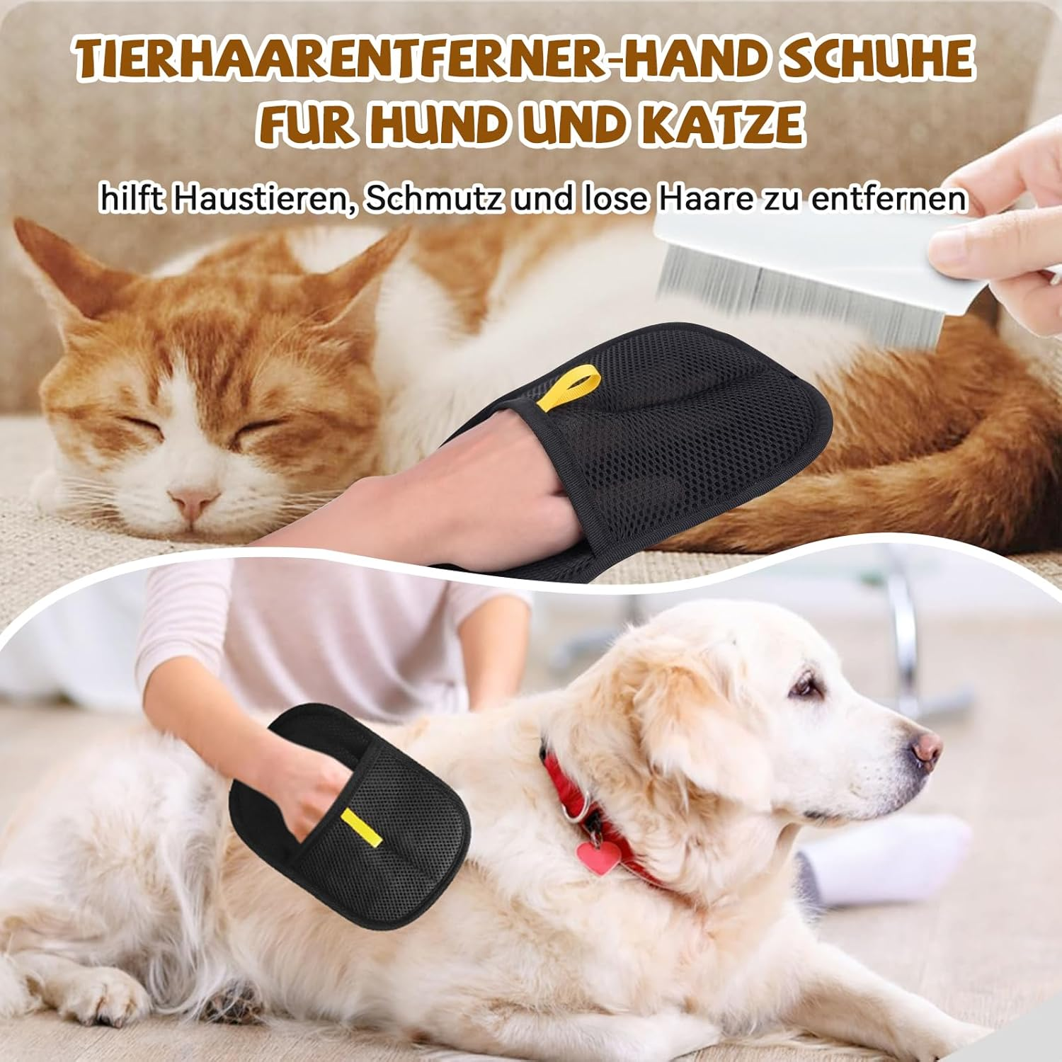 Pack of 2 Electrostatic Hair Removal Gloves 2025 Pet Hair Remover Gloves, Reusable Fur Magnetic Glove for Dogs, Cats, Cleaning Hair Removal and Beauty Purposes
