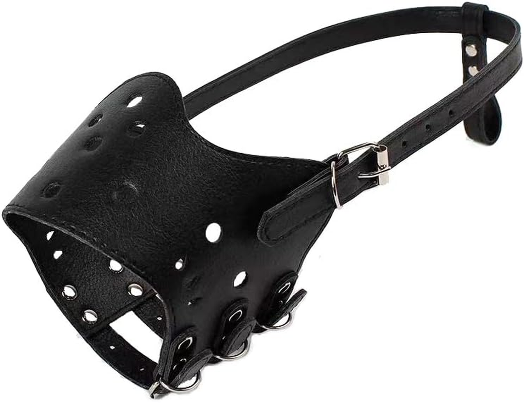 AIMALL 1PC Adjustable Leather Pet Dog Muzzle - anti Barking, Bite, and Chewing, Soft Embossed PU Material with Zinc Alloy Accessories, Ideal for Grooming & Vet Visits