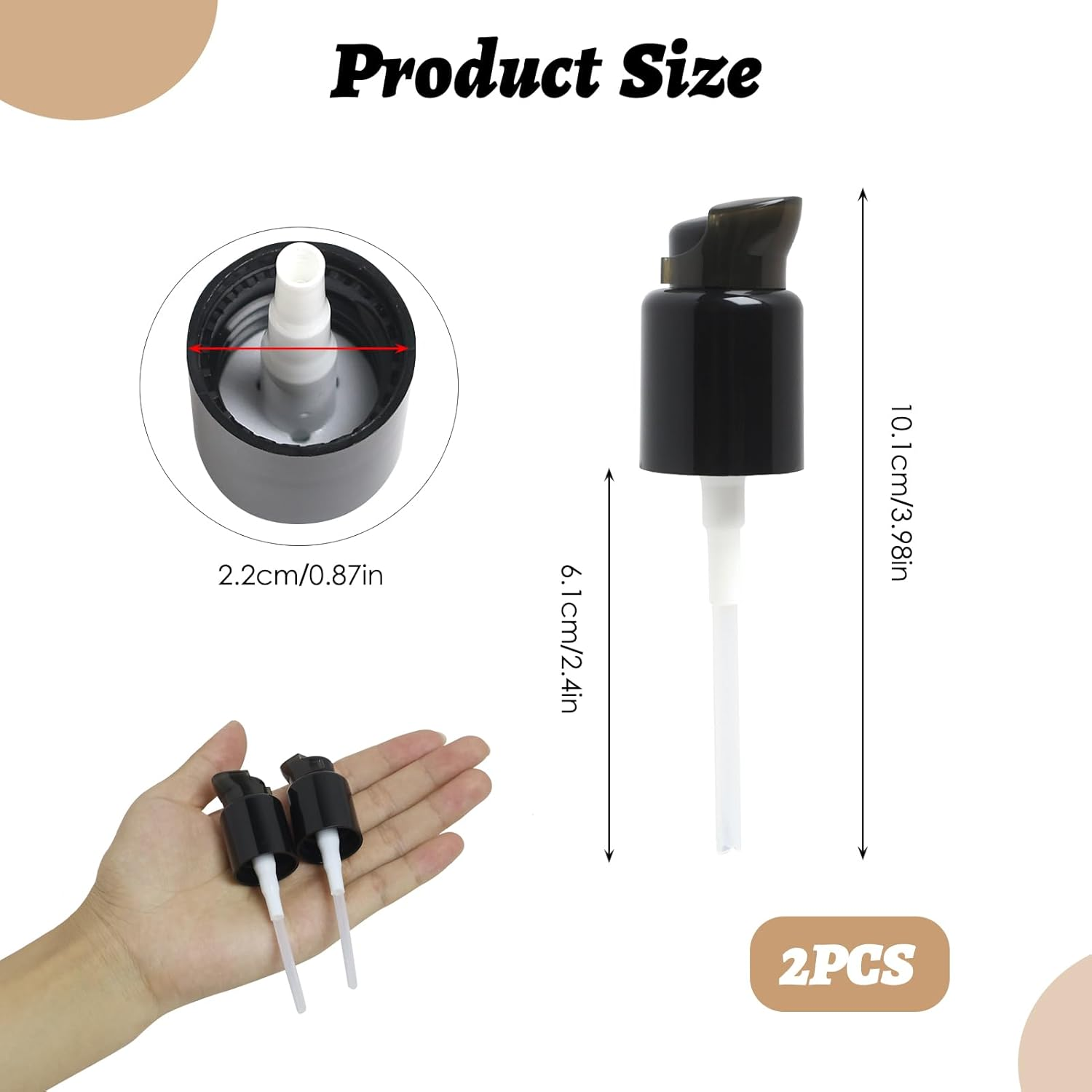 2Pcs Replacement Foundation Pump for MAC and Estee Lauder Double Wear Foundation, Black Replacement Dispenser Pump Make-Up Cosmetic Liquid, with Protective Cap and Pressure Head for Makeup Bottles image number 4