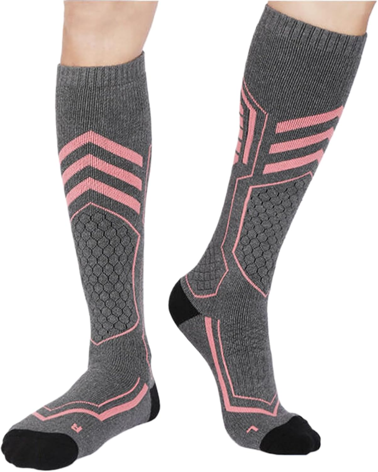 Dress Cici Ski Socks for Winter, Thick Cushioned Knee High for Cold Weather -Unisex (2 Pairs)