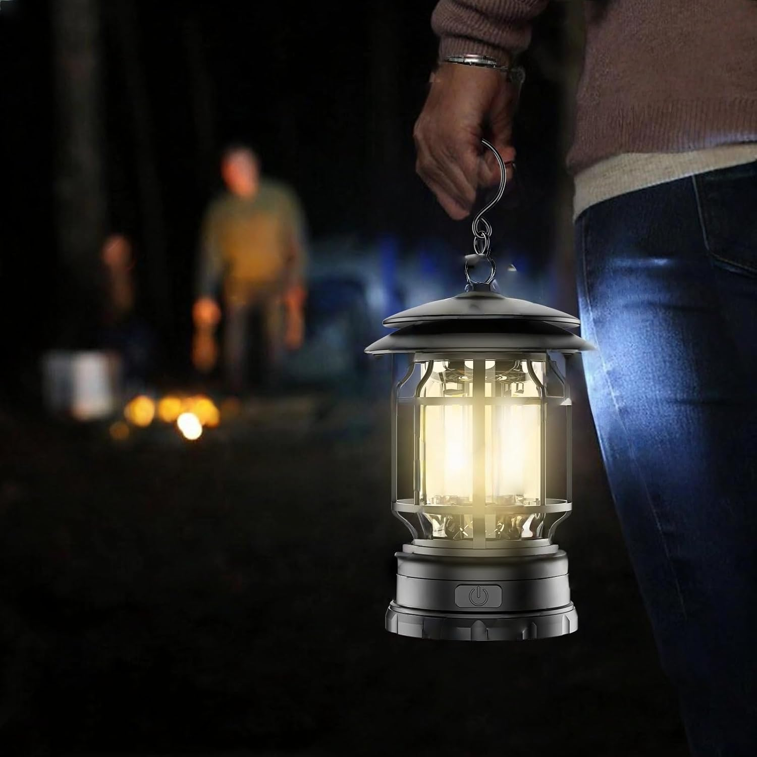 Jaelbael LED Camping Lantern - Retro Design for Camping, Hiking, Emergencies | Battery-Powered Warm Light Compact & Lightweight (Battery Not Included)