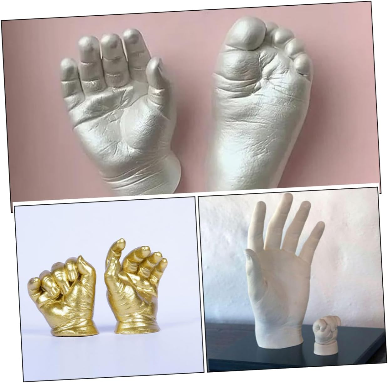 Tofficu DIY 3D Hand Casting Kit for Couples and Babies Pink Plaster Hand and Footprint Keepsake Moulding Set for Family Craft Projects image number 3