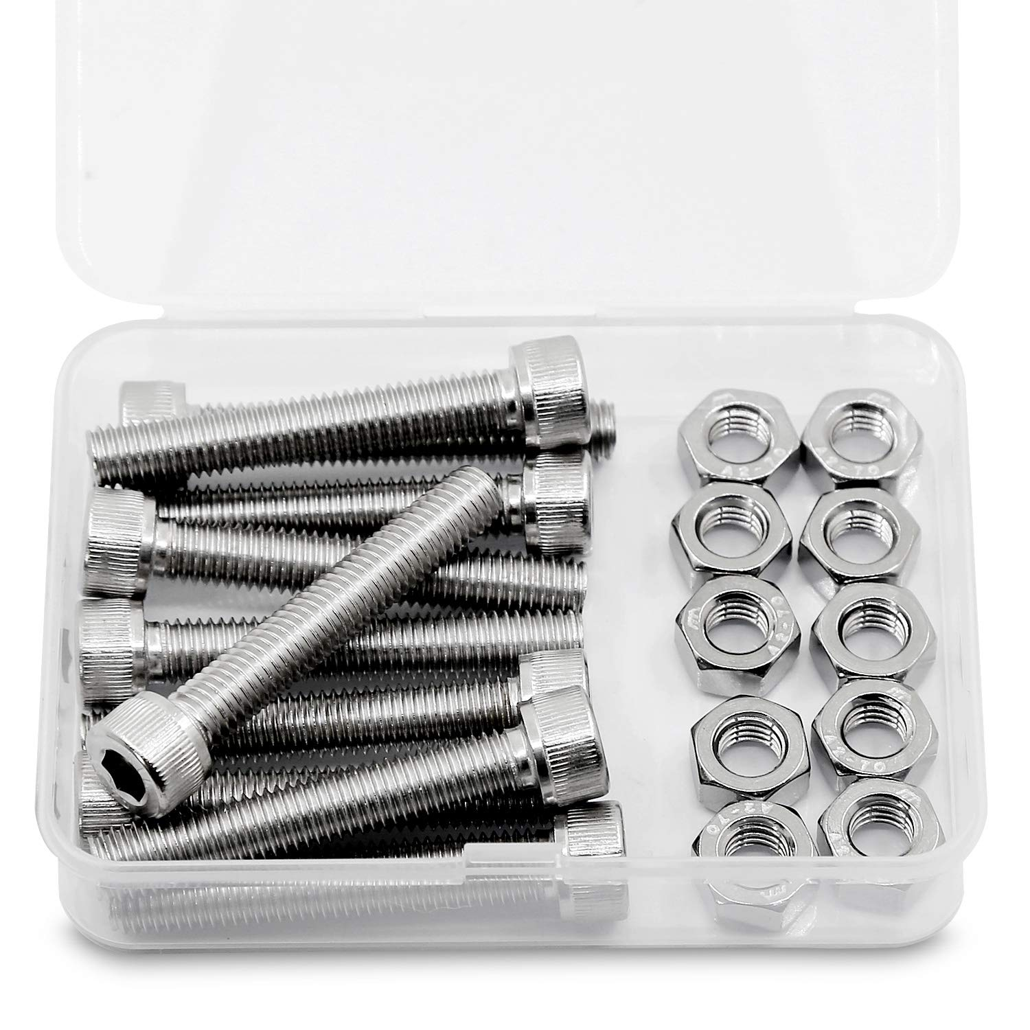 (40 Sets) M5 X 30Mm Bolts and Nuts Kit Socket Head Cap Screws AISI 304 Stainless Steel (18-8),Full Thread, Bright Finish image number 3