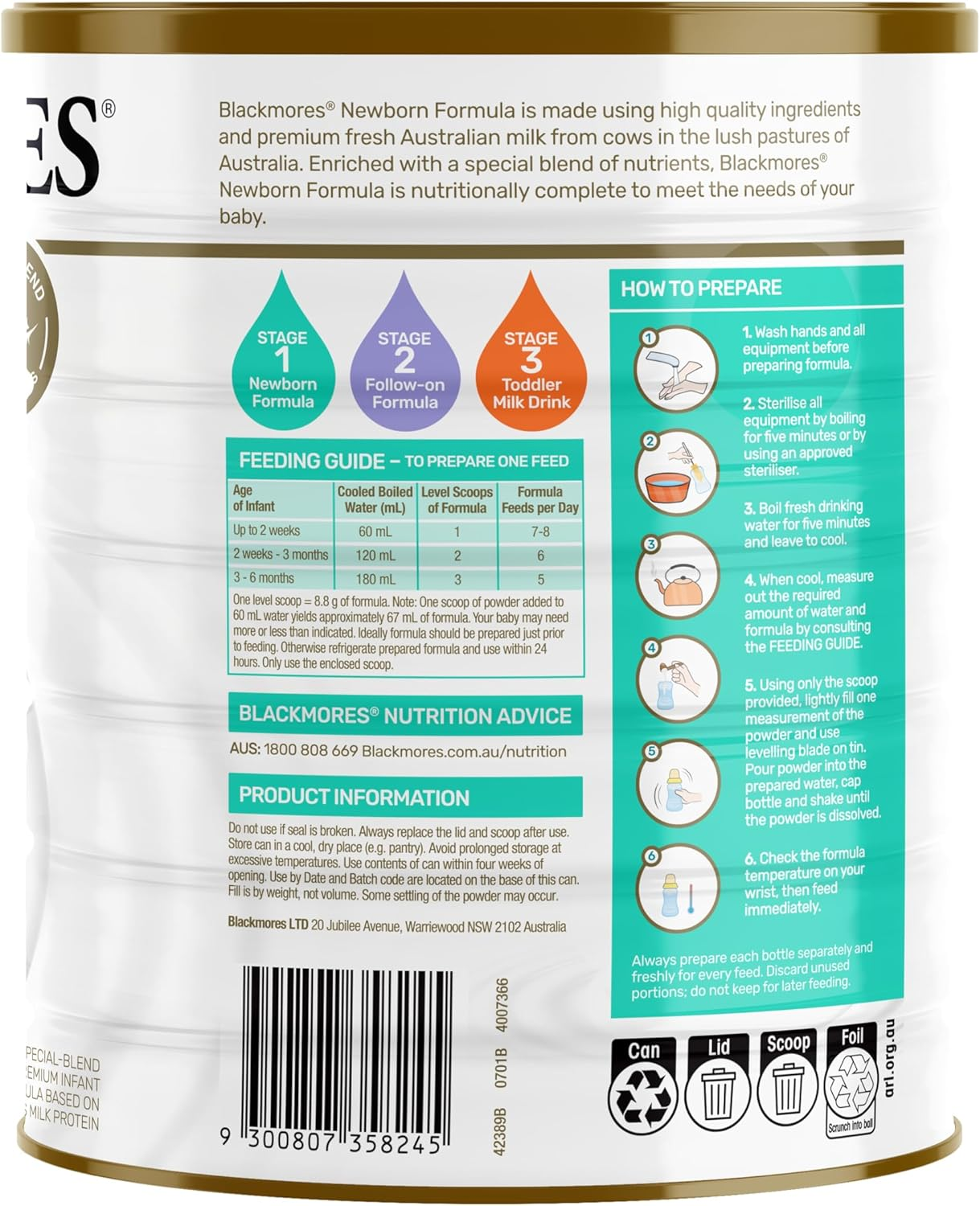 Blackmores Newborn Formula | Special Blend of Nutrients to Help Meet Nutritional Needs of Your Baby from Birth to 6 Months | 900 Grams, Powder image number 5