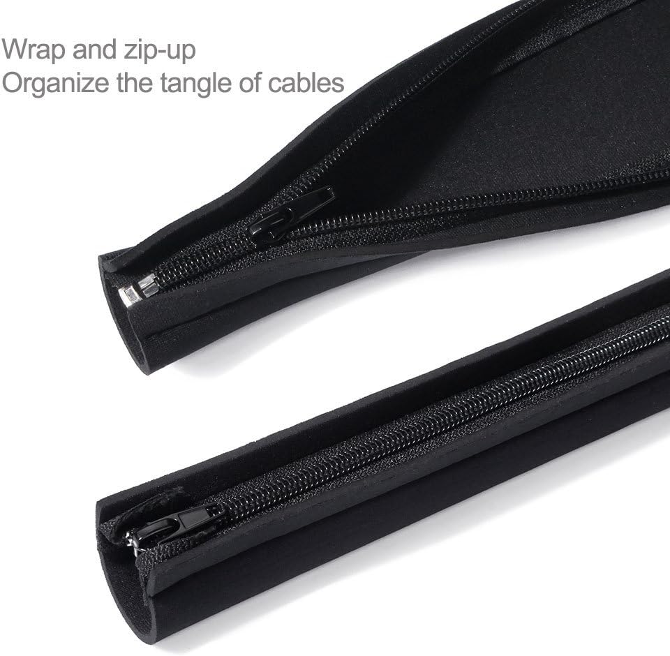 JOTO 1M*2PCS Cable Management Sleeve, Cord Management System for Tv/Computer/Home Entertainment, 40 Inch Flexible Cable Sleeve Wrap Cover Organizer, 2 Piece &ndash; Black image number 4