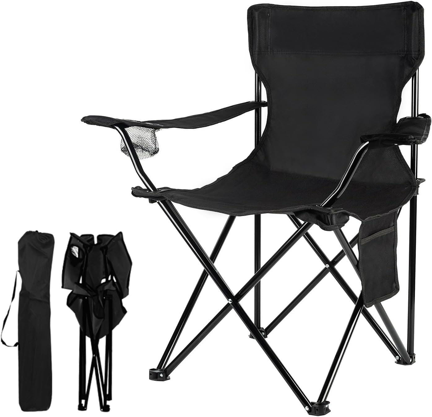 Damei Century Folding Camping Chairs- Lightweight, Portable Chair for Beach, Lawn, Outdoor Sports, Black