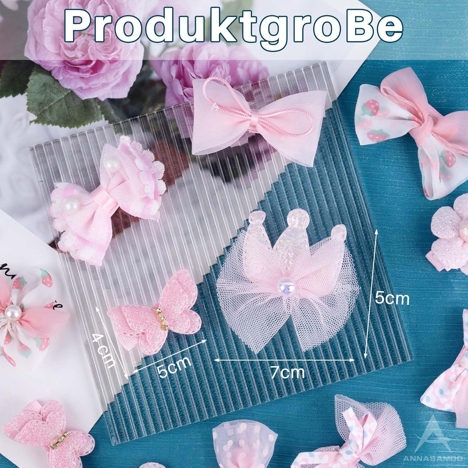 ANNASAMDO Pack of 20 Cute Bow Hair Clips for Girls - Economy Pack with Pink Flowers, Beads & Colourful Hair Accessories image number 2