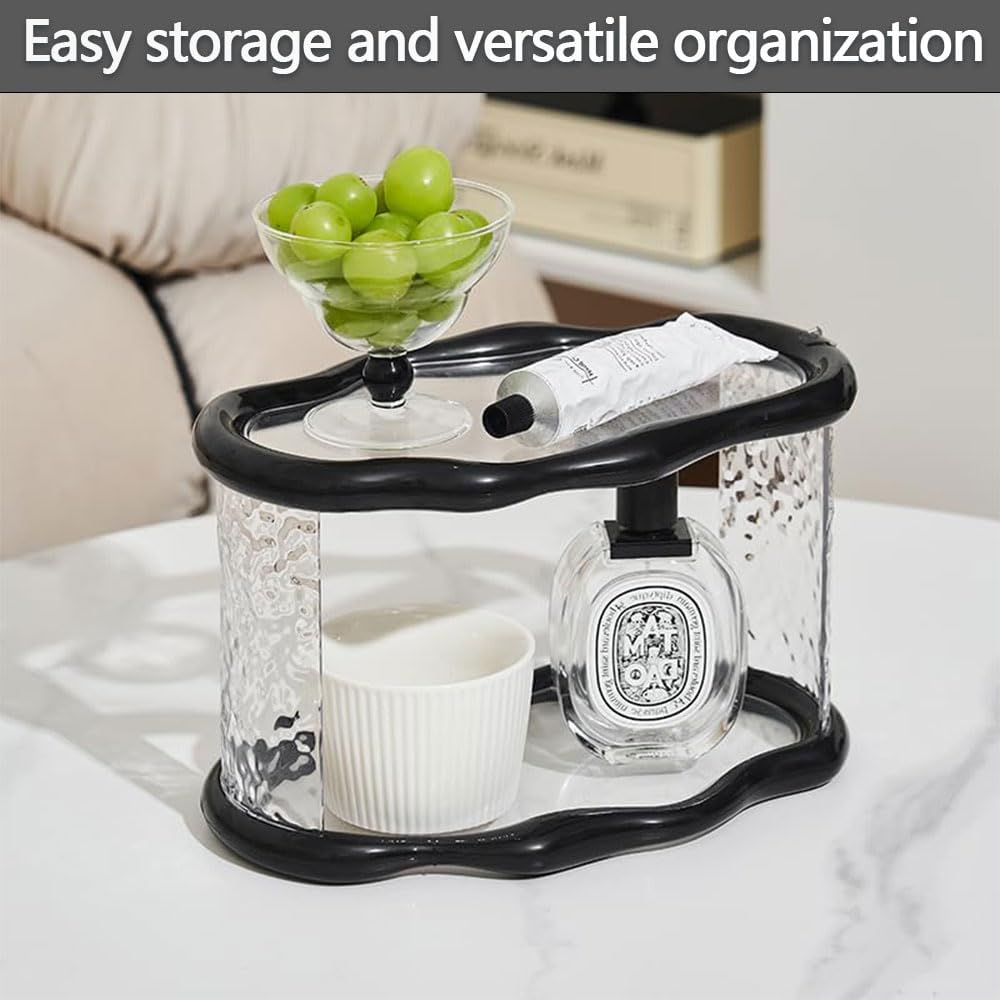 2-Tier Cloud-Inspired Acrylic Organizer &ndash; Black Vanity Storage Rack for Bathroom, Bedroom, and Dressing Table, Perfume Makeup Skincare Cosmetic Holder image number 3
