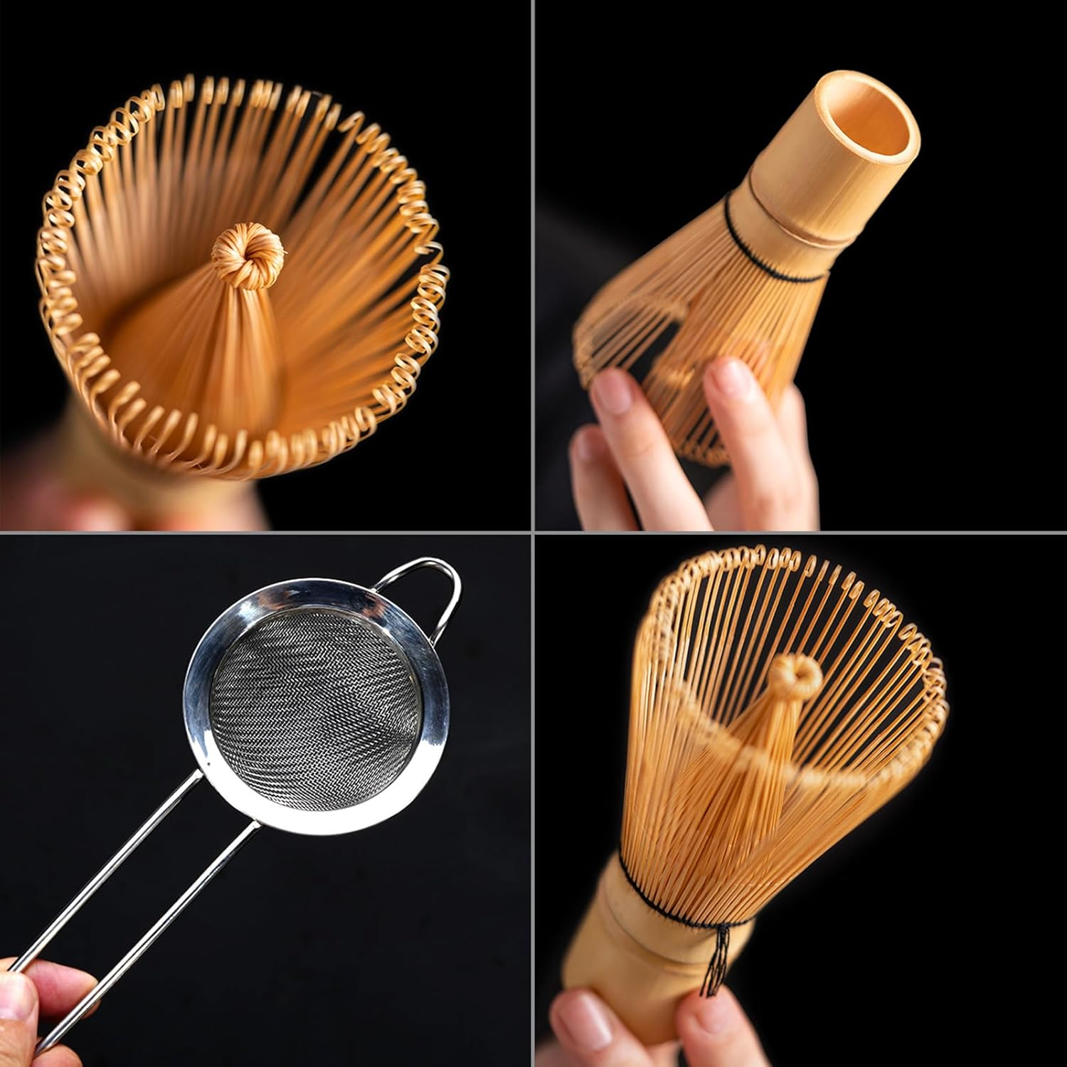 3PCS Matcha Tea Whisk Set, Tea Steeper Stirring Matcha Kits, Handmade Matcha Whisk