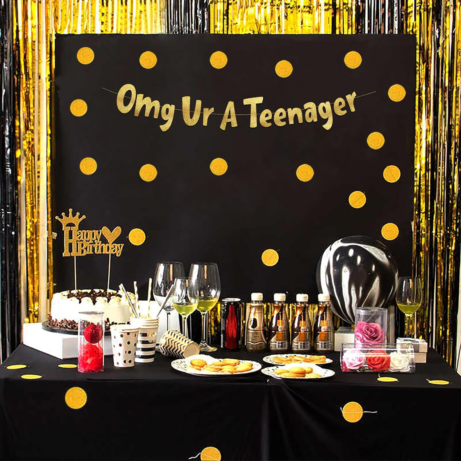 OMG Ur a Teenager Gold Glitter Banner - 13Th Birthday Decorations, Favors and Supplies image number 3