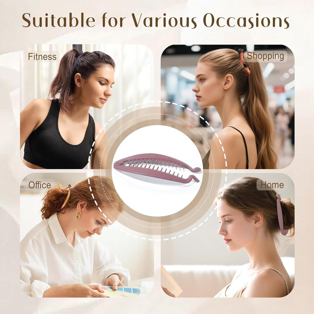 XFSRG Pack of 7 Women'S Oval Banana Comb Twist Clip Pluggable Hair Clips Simple and Refined Elegant Hair Accessories image number 3