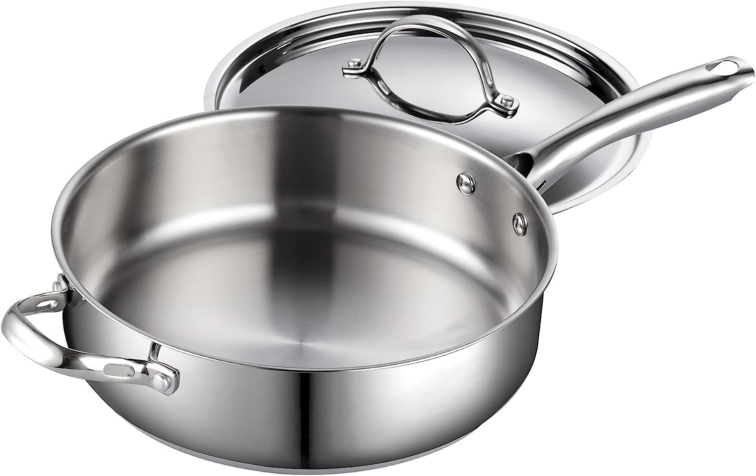 Cooks Standard Classic Stainless Steel Saute Pan 11-Inch, 5 Quart Induction Cookware Deep Frying Pan Cooking Skillet with Lid, Stay-Cool Handle image number 5