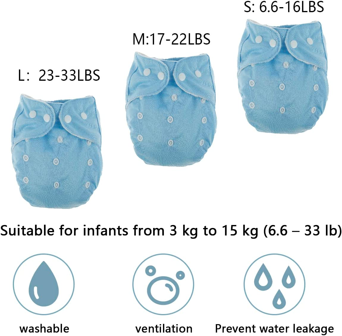 7Pcs Baby Cloth Nappies Reusable Pocket Nappy Washable Adjustable Cloth Diapers Super Absorbent Cloth Nappies Multi-Color Comfortable Cloth Diapers for Baby Infants Boys Girls image number 2