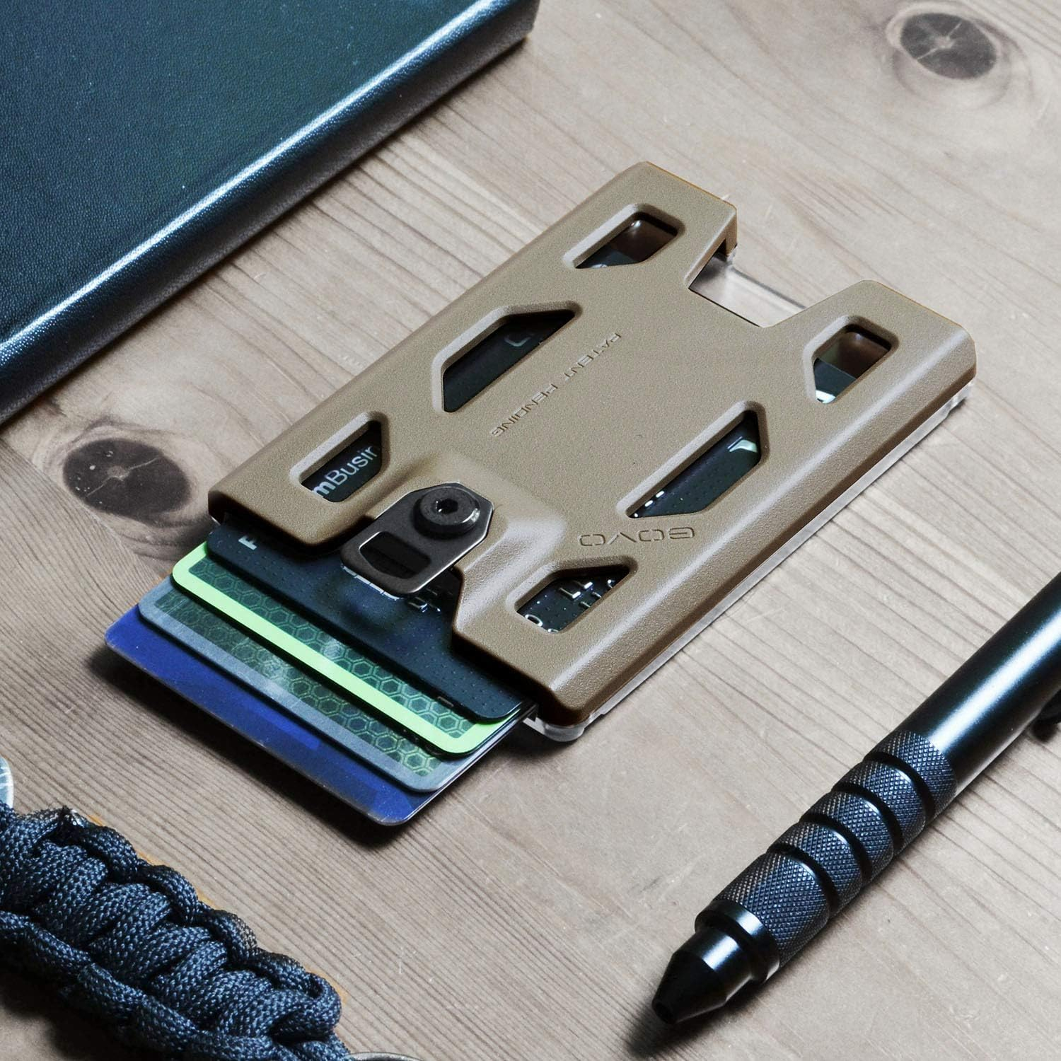 GOVO Badge Holder - without Clip Version - Durable Polycarbonate ID Card Holder Holds 1 to 4 Cards (Tan)