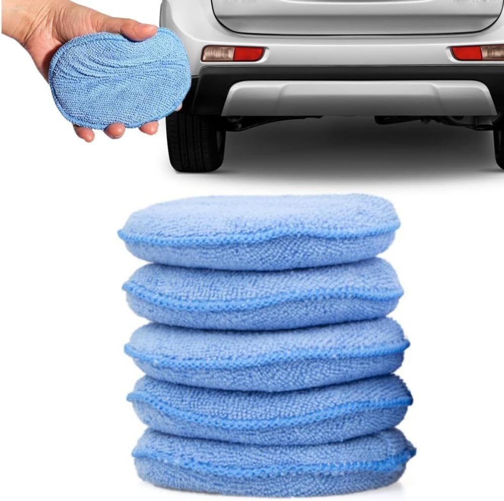 5-Pack Car Wax Applicator Pads, Microfiber Applicator Pad with Finger Pocket, Buffing Polishing Pads for Car Cleaning and Fine Polishing（Blue） image number 5