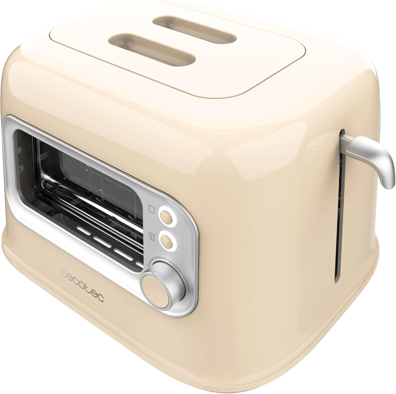 Cecotec Vertical Toaster with 2 Wide Slots and Retrovision Beige Control Window. 700W, Retro Design, Dust Cover, Automatic Shut-Off and Pop-Up, 5 Power Levels, Beige - Yellow image number 2